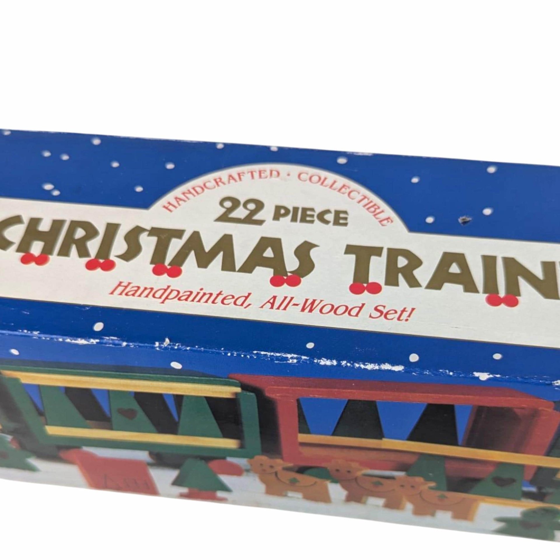 1994 Handpainted All Wood Christmas Train Set 22 Piece Holiday Decor