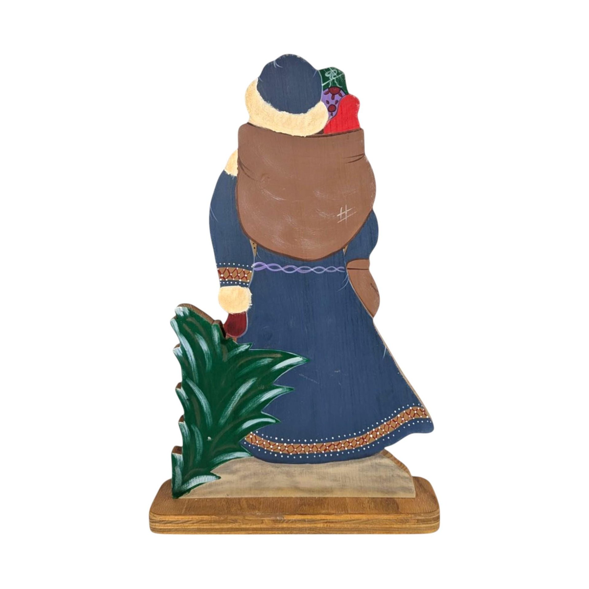 Vintage Hand Painted Santa Figure, Wooden Folk Art Santa, Holiday Decor, Handmade Christmas, Detailed Santa, Unique Christmas Gift