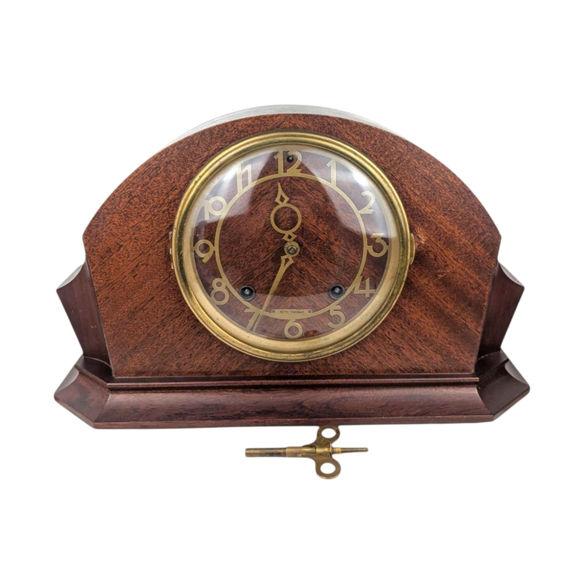 Vintage Seth Thomas Mantel Clock, Wood Case Console Clock, Non-Working Vintage Clock with Key, Home Decor