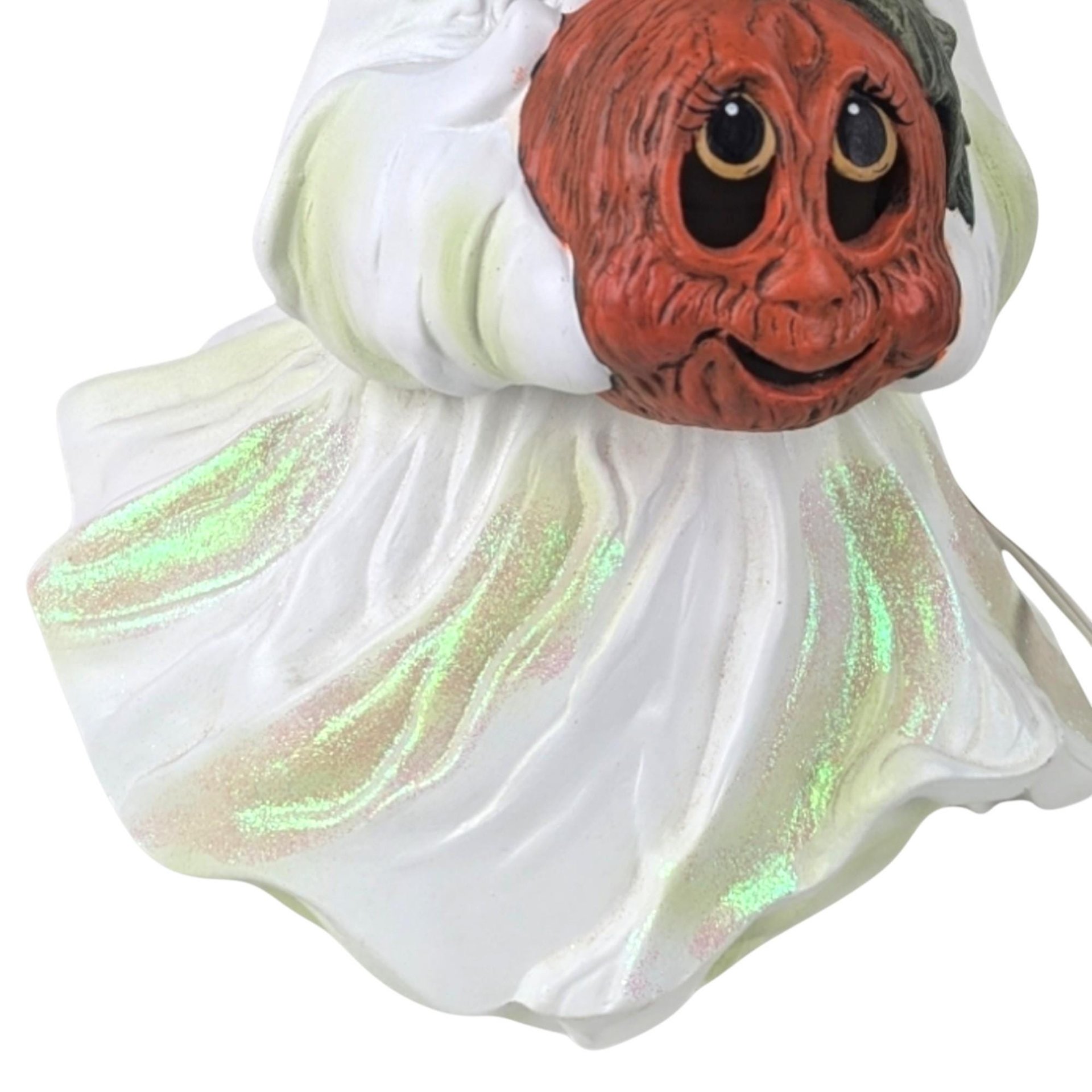 Vintage Holland Mold Ceramic Ghost Light, Halloween Decor, Jack O'Lantern, Ghost with Pumpkin, Collectible Figurine