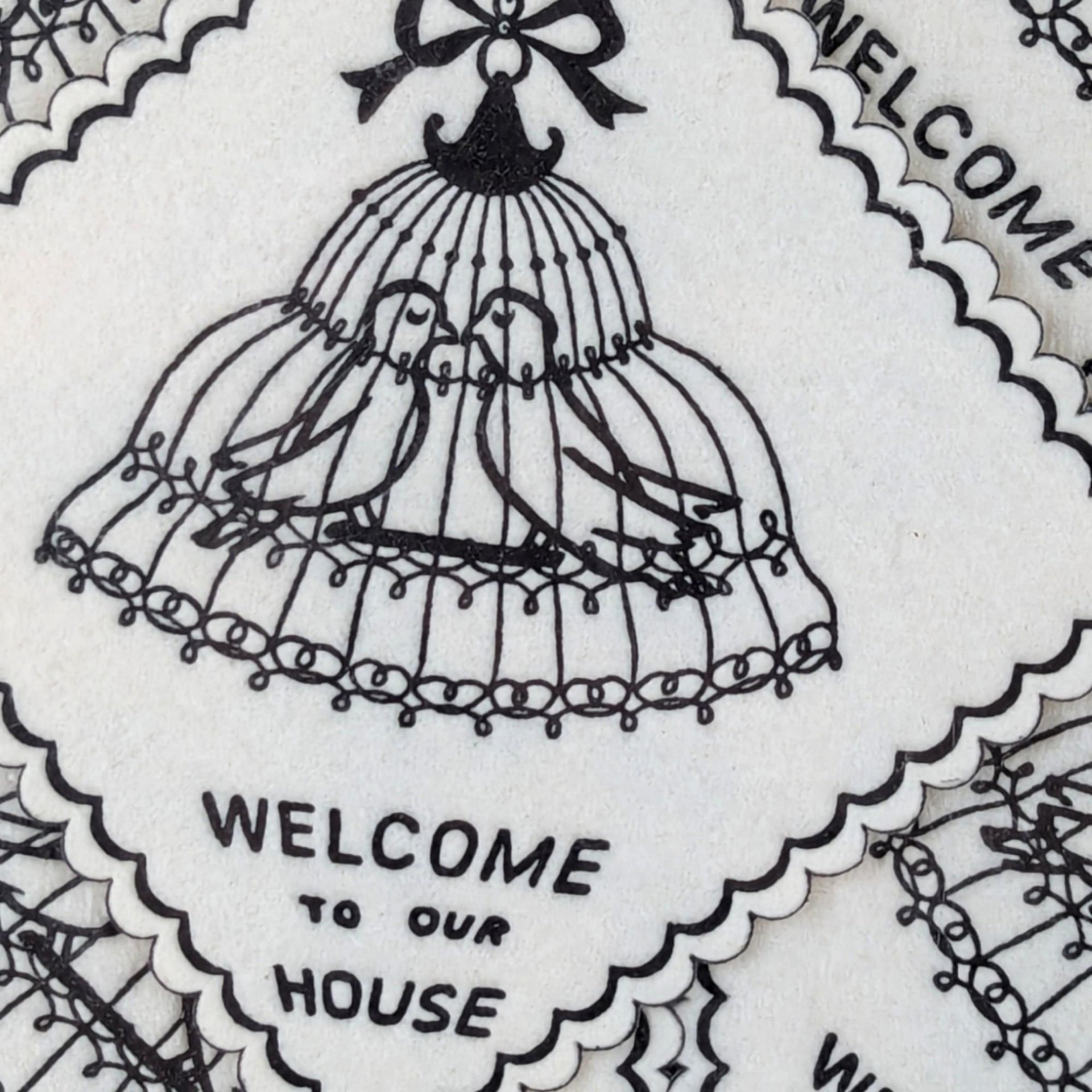 Vintage Monogram Coasters, Paper Saucermats, "Welcome to Our Home" Set, Party Supplies, Housewarming Gift