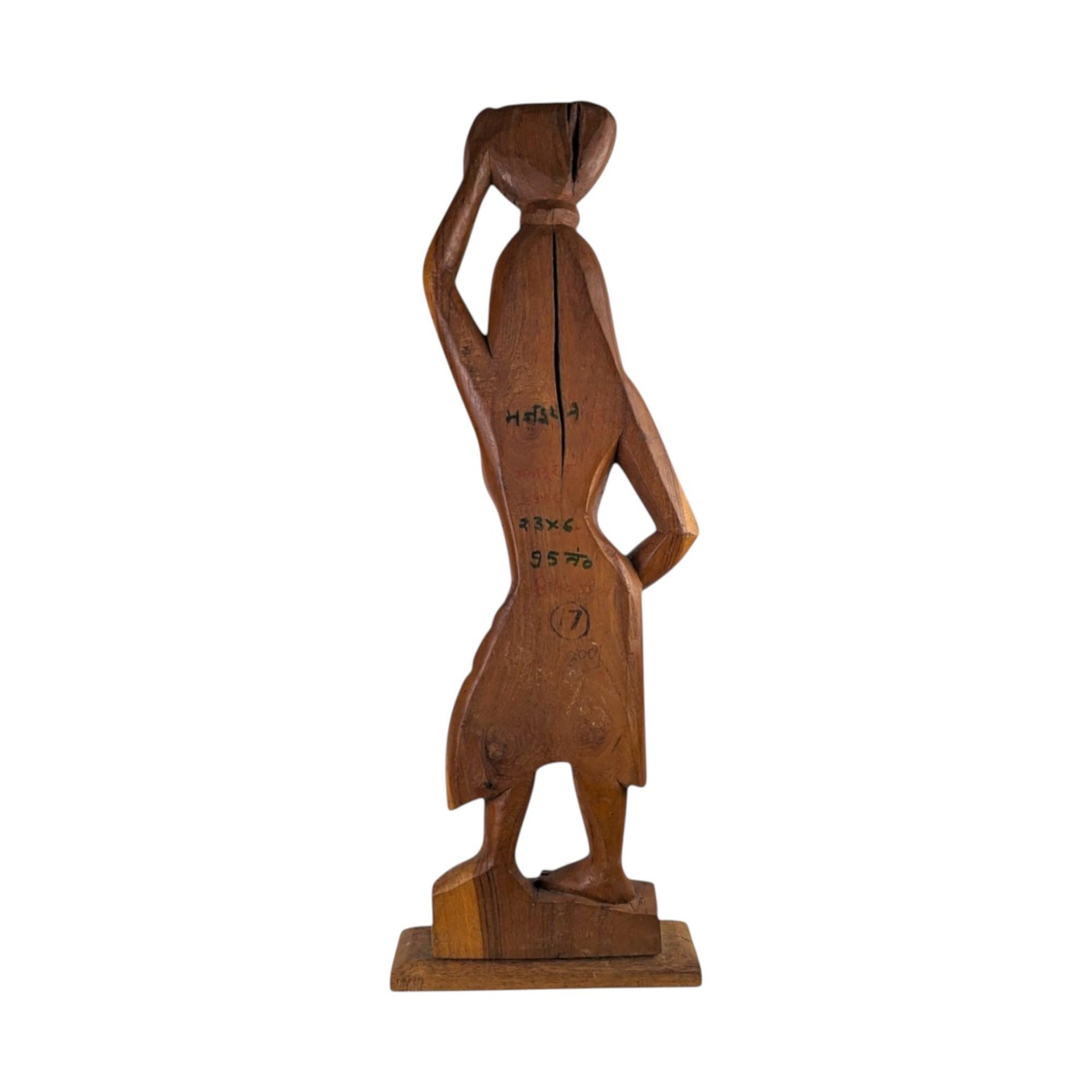 Vintage Hand-Carved Wooden Woman with Bowl Sculpture - 24"  African Art - Tribal Art - Wood Statue