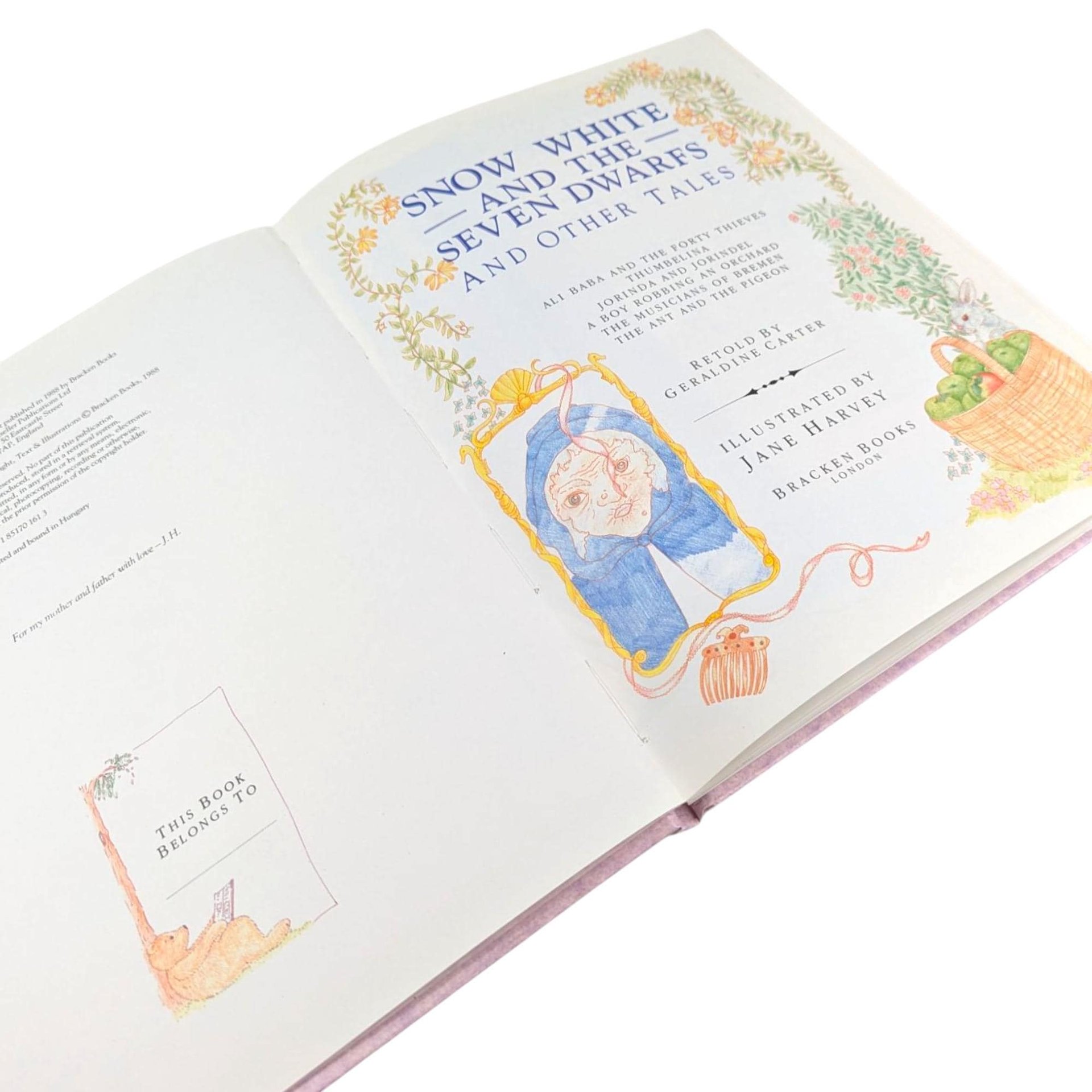 1988 Snow White Book, Jane Harvey Illustrations, Vintage Fairy Tales, Gift for Kids, Classic Storybook