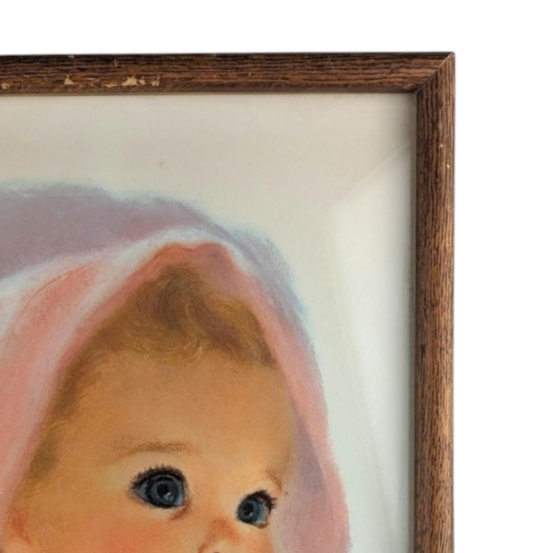 Vintage 1960s Framed Baby Print: Northern Tissue Advertisement Nursery Decor