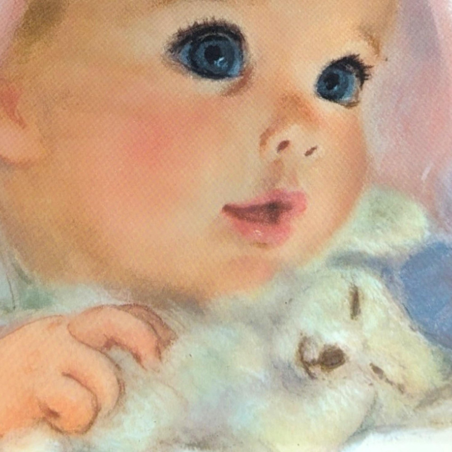 Vintage 1960s Framed Baby Print: Northern Tissue Advertisement Nursery Decor