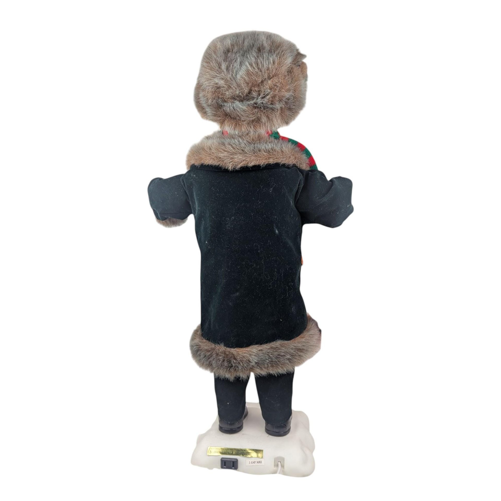 Vintage Animated Caroler Boy Figure: Light-Up Christmas Display
