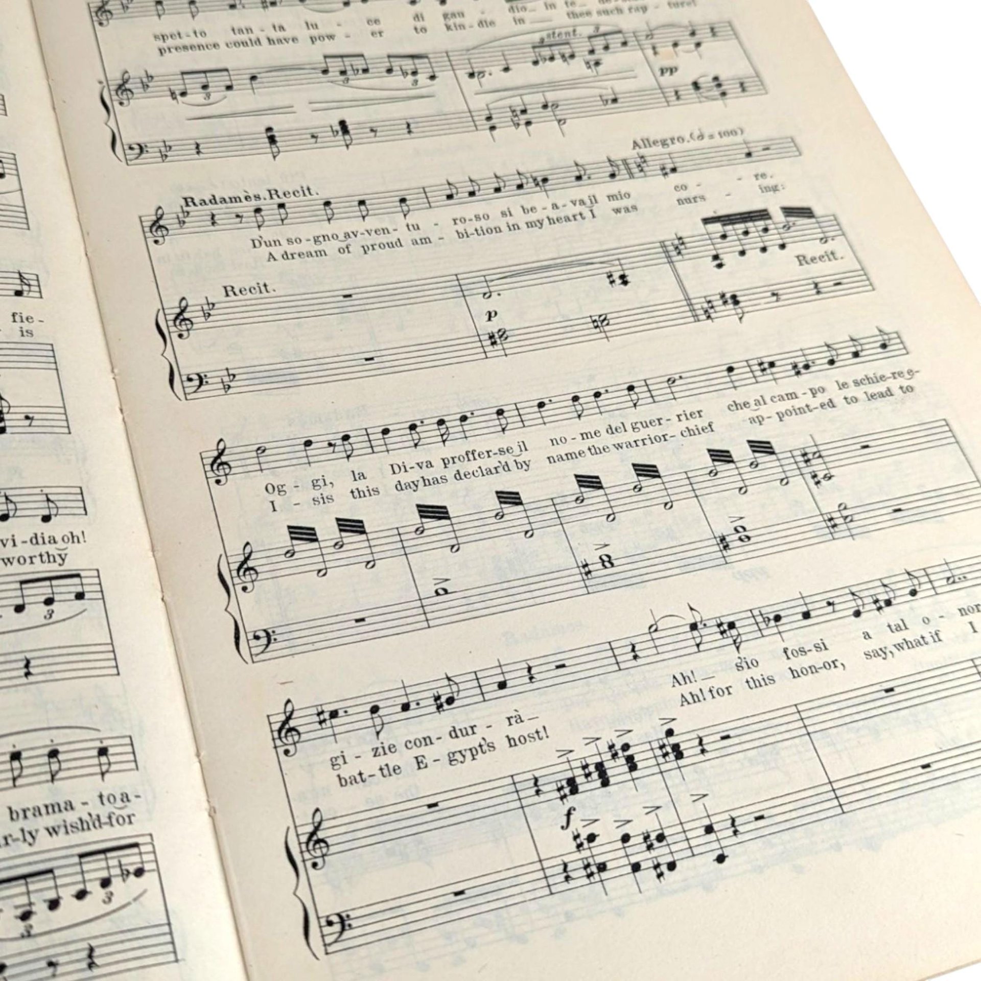 Vintage Giuseppe Verdi Aida Opera Music Book, G. Schirmer, Vocal Score, Italian & English, Gift for Opera Lover, Music Collector