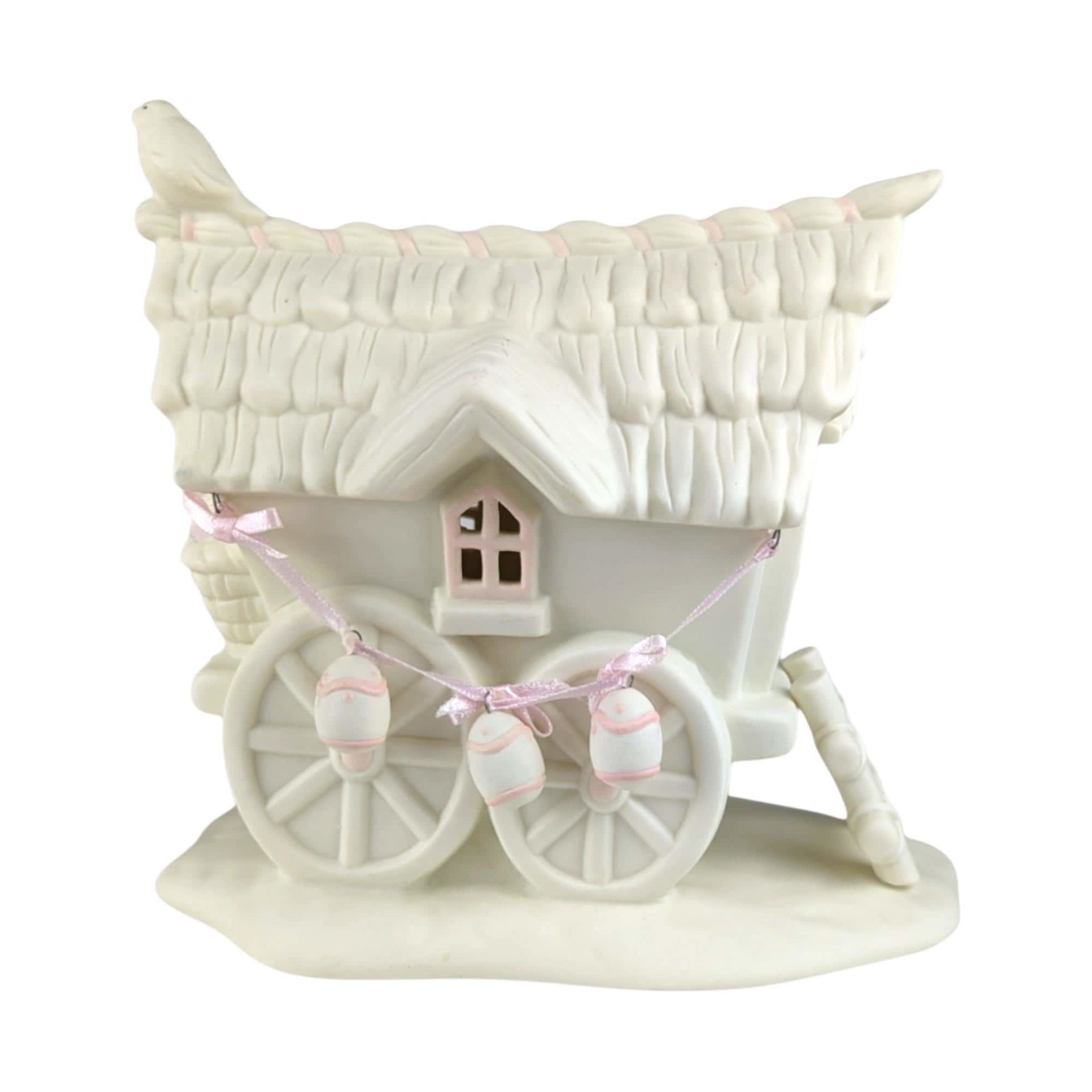 Dept 56 Snowbunnies Easter Wagon and Egg: Springtime Stories Collection Porcelain Figurine Set