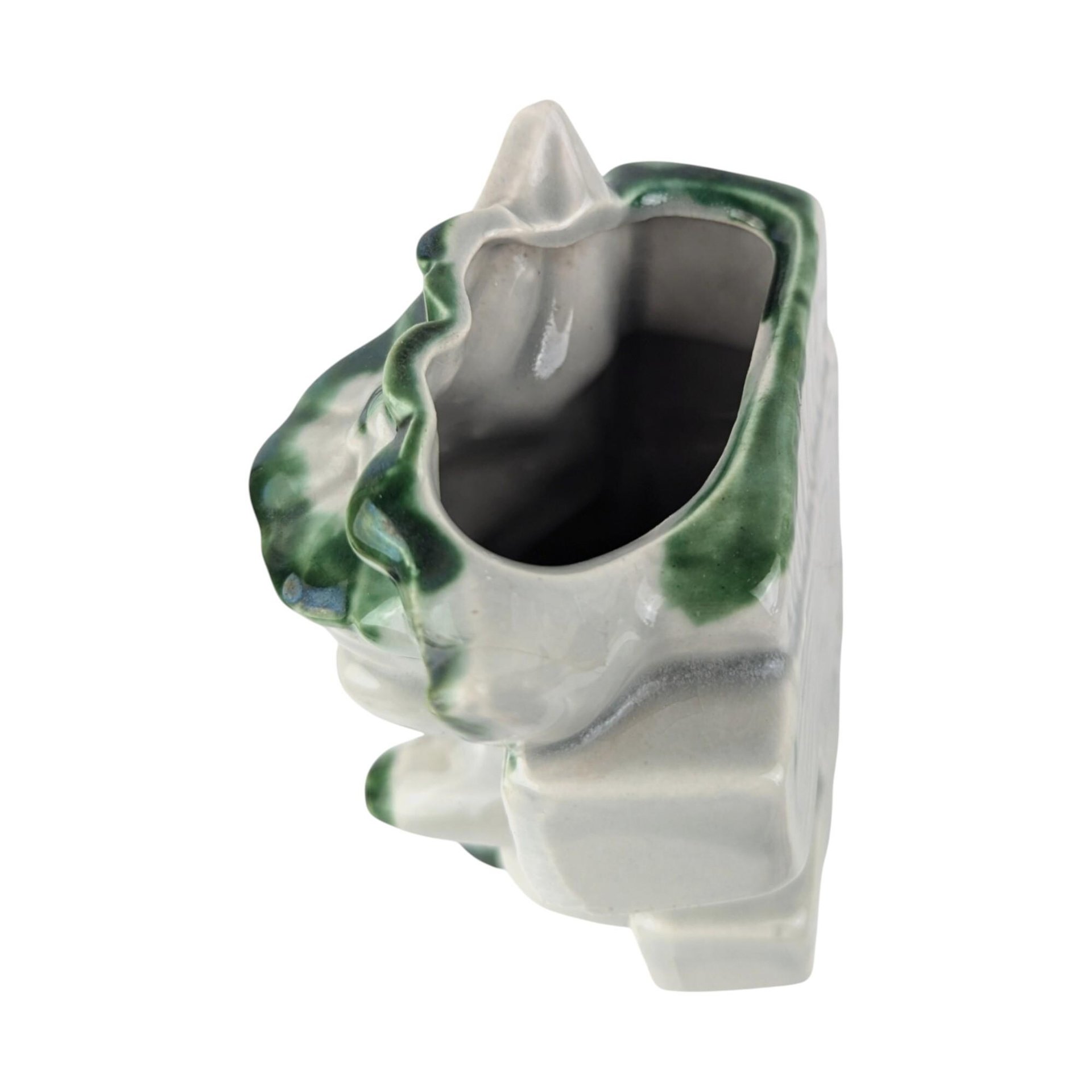 Vintage Ceramic Rabbit with Fence Planter: Whimsical Bunny Decor