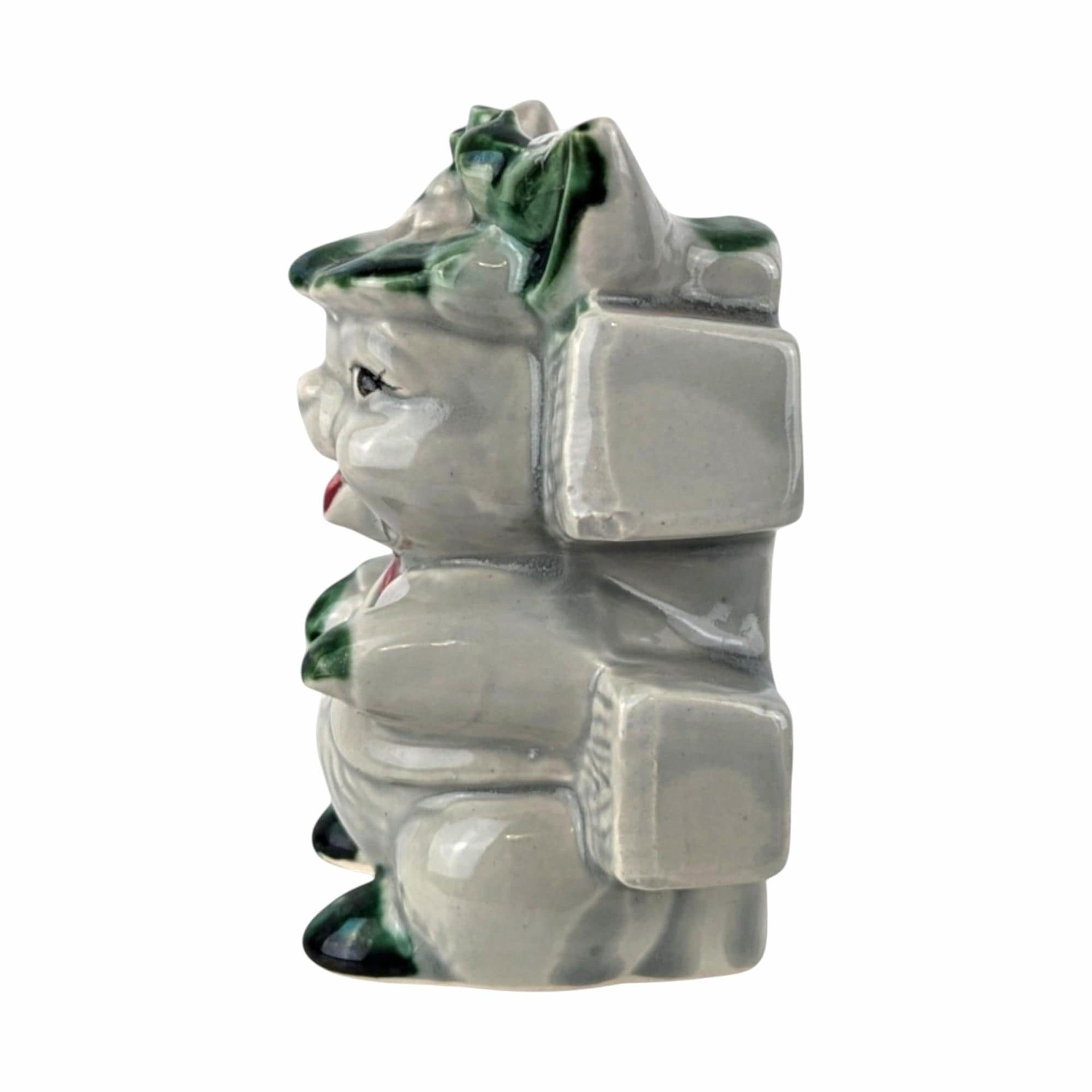 Vintage Ceramic Rabbit with Fence Planter: Whimsical Bunny Decor