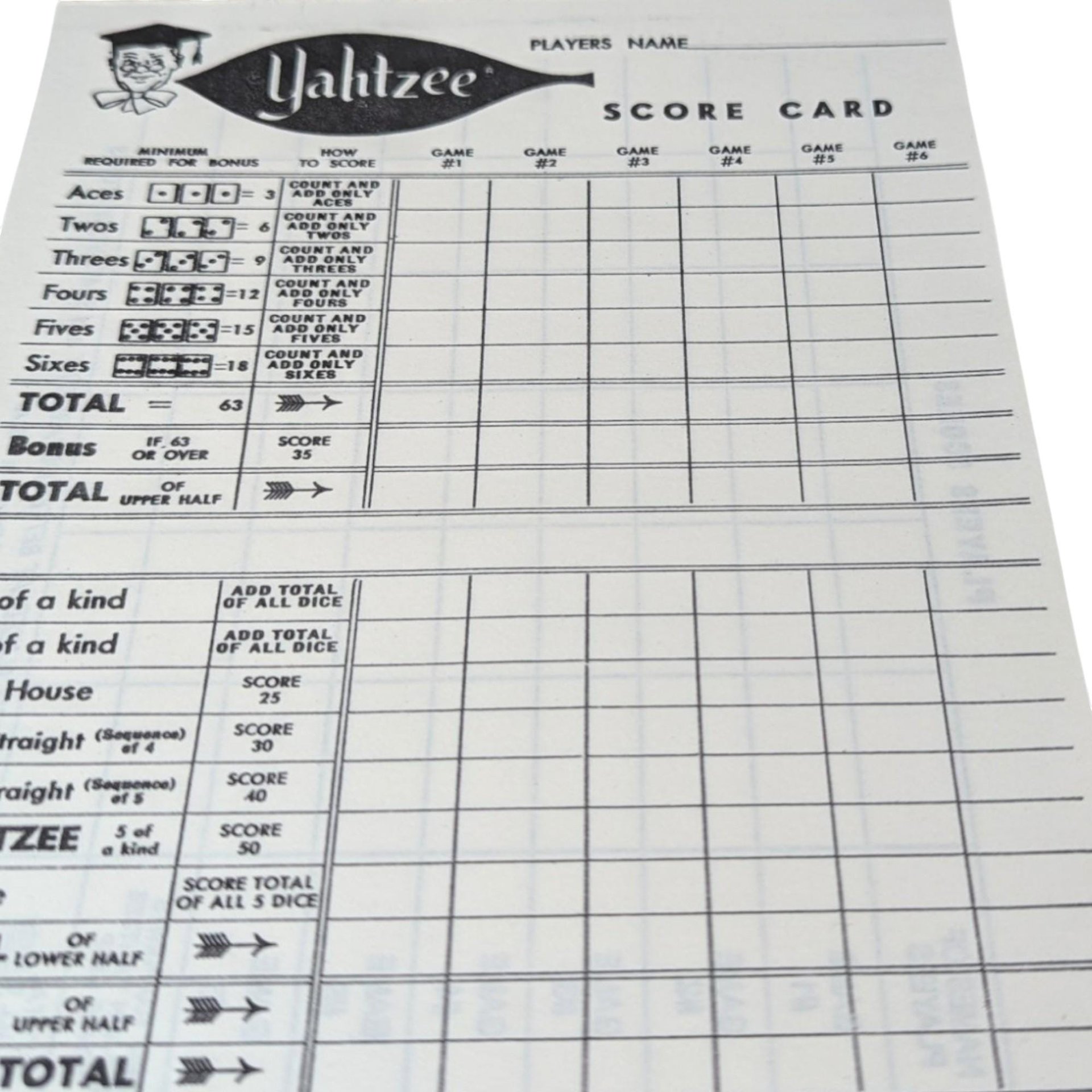 Vintage 1956 Yahtzee Game: Lowe Co. Collectible Dice Game