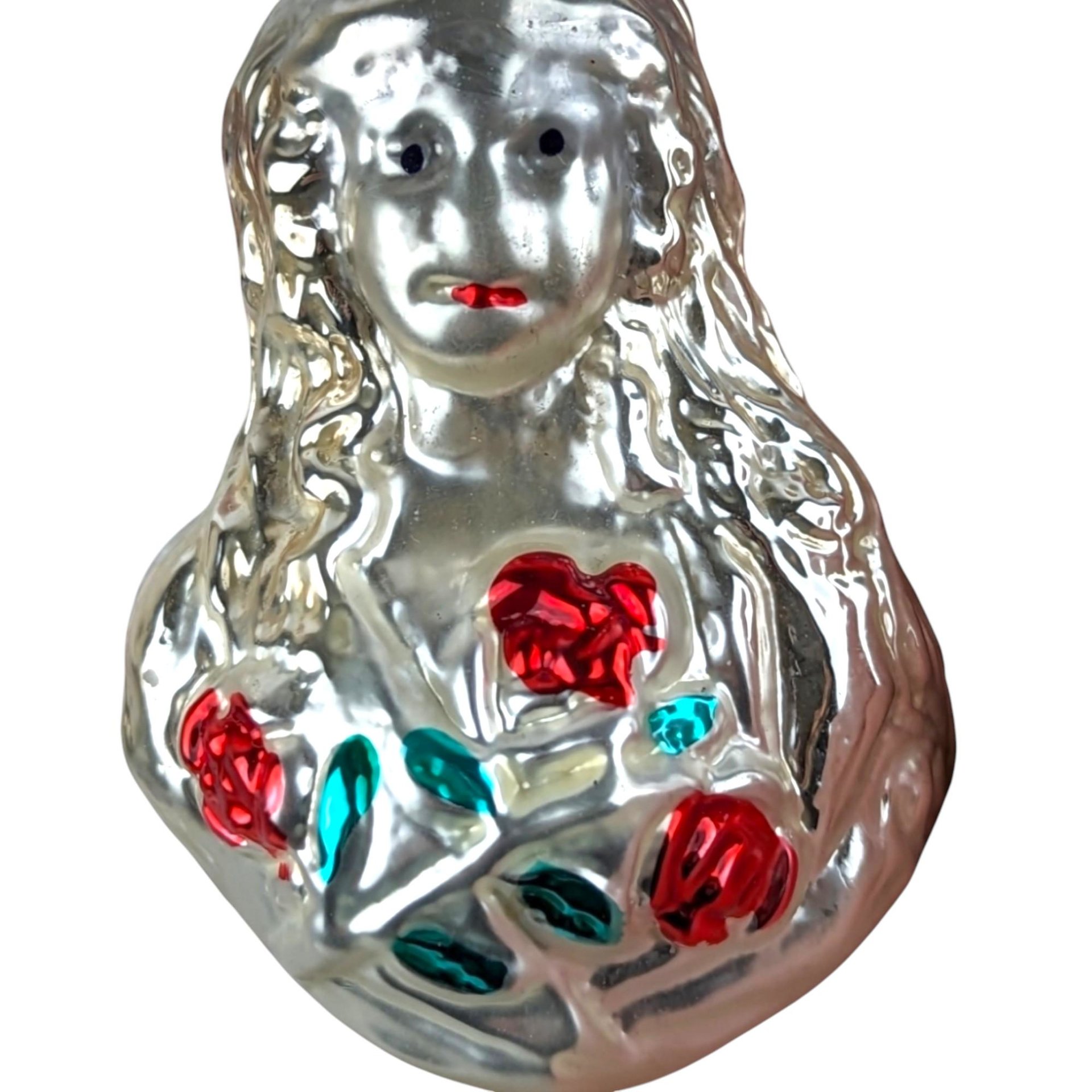 Vintage Inge-Glas Angel with Roses Christmas Ornament - German Glass Ornament