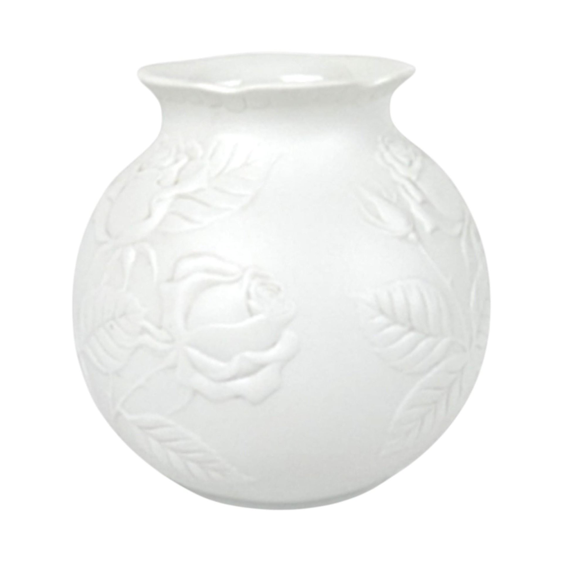 Vintage Kaiser Bisque Vase: Embossed Roses, 1980s Porcelain Decor