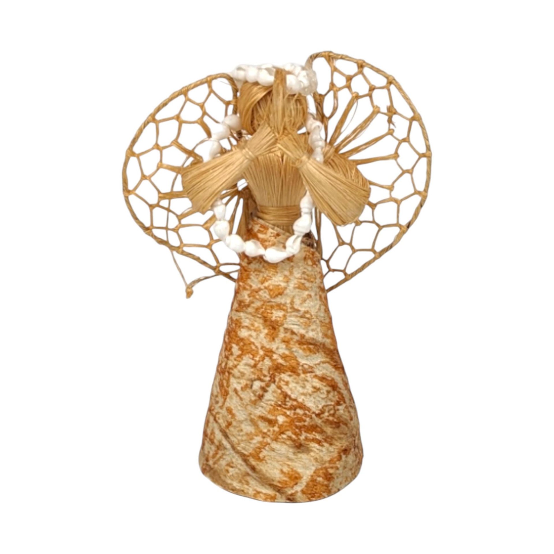 Vintage Fiber Angel Ornaments - Handmade Lace & Straw Christmas Decor
