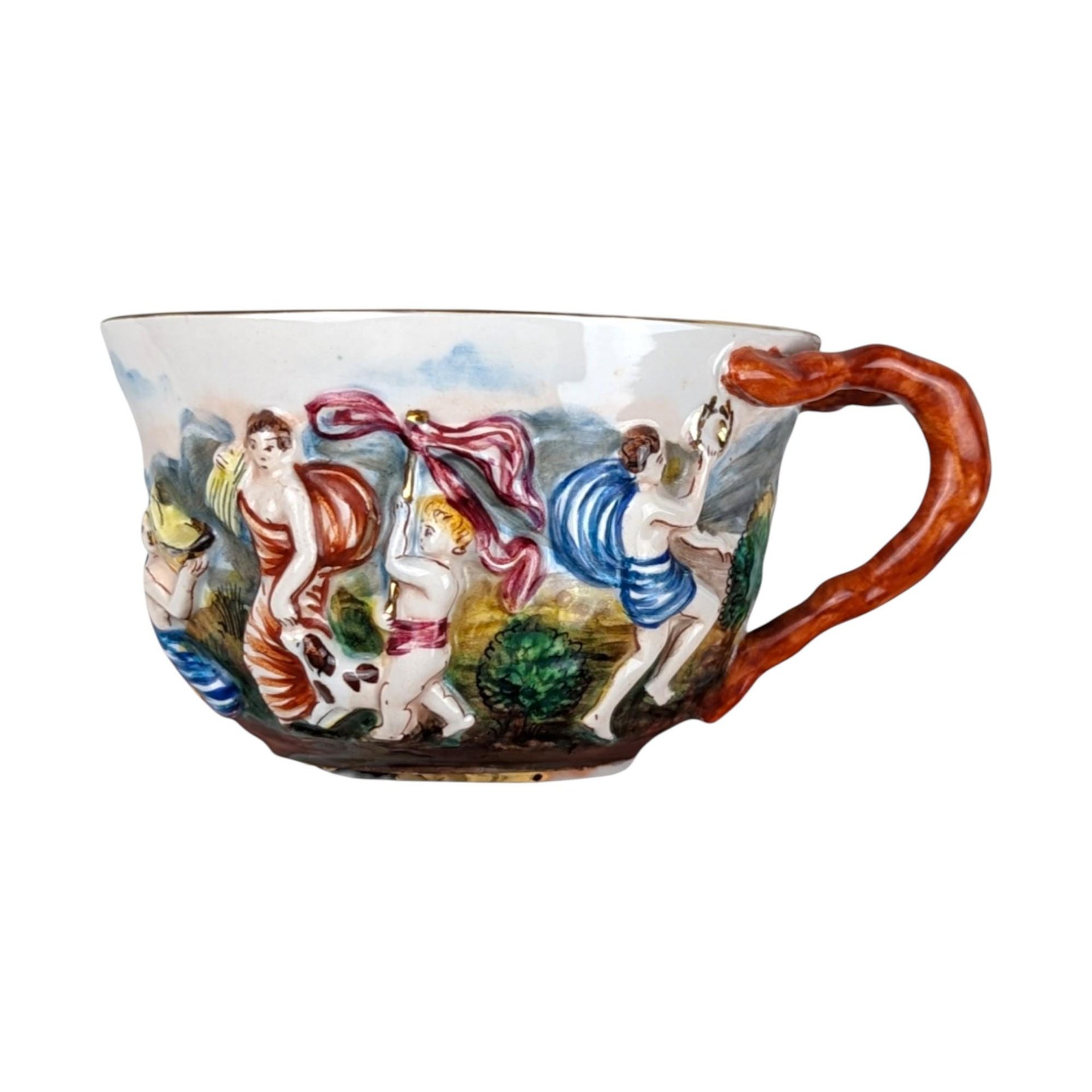 Vintage Capodimonte Cup and Saucer Set with Trinket Dish: Hand-Painted Italian Porcelain