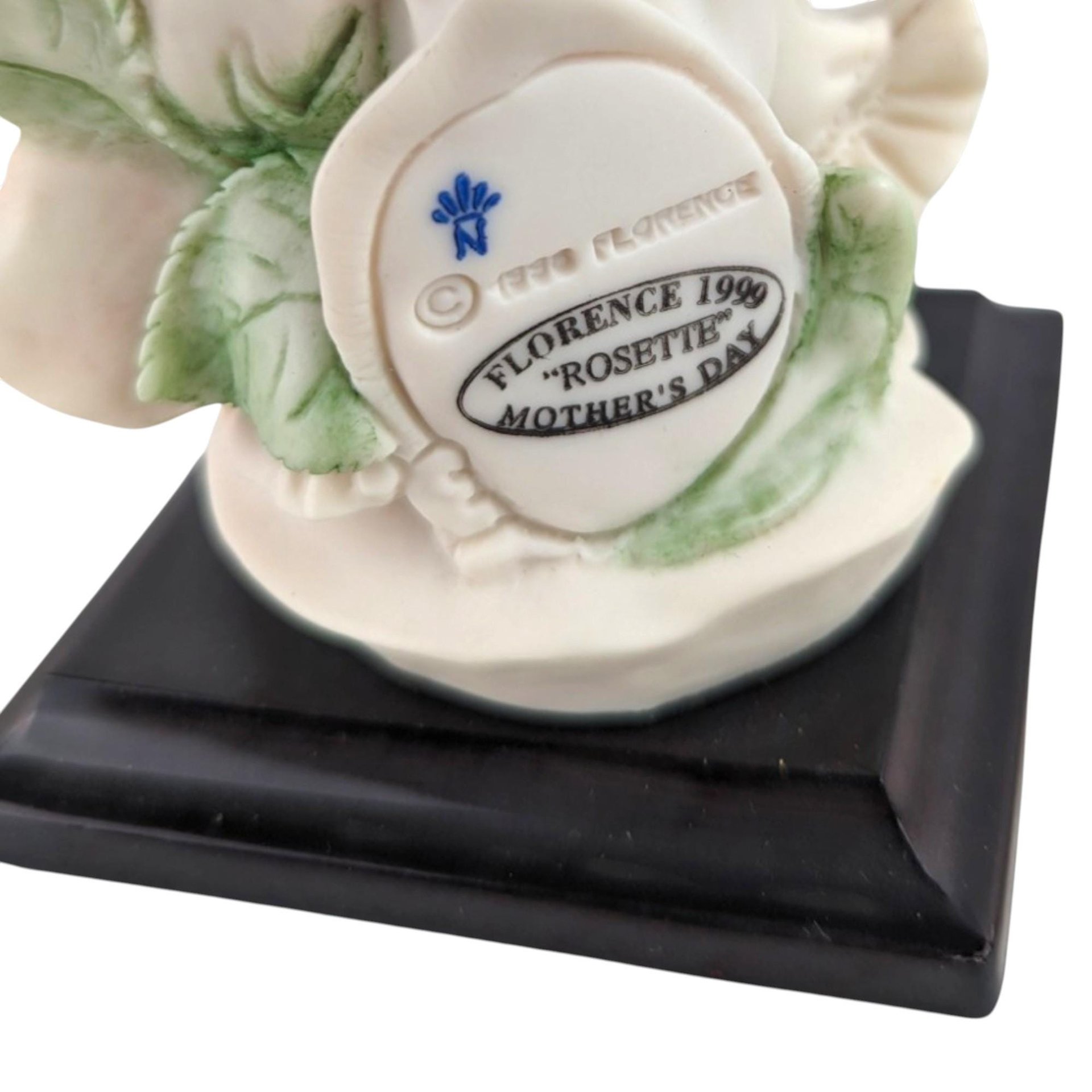 Vintage Florence Rosette Figurine: Giuseppe Armani Porcelain Girl with Roses