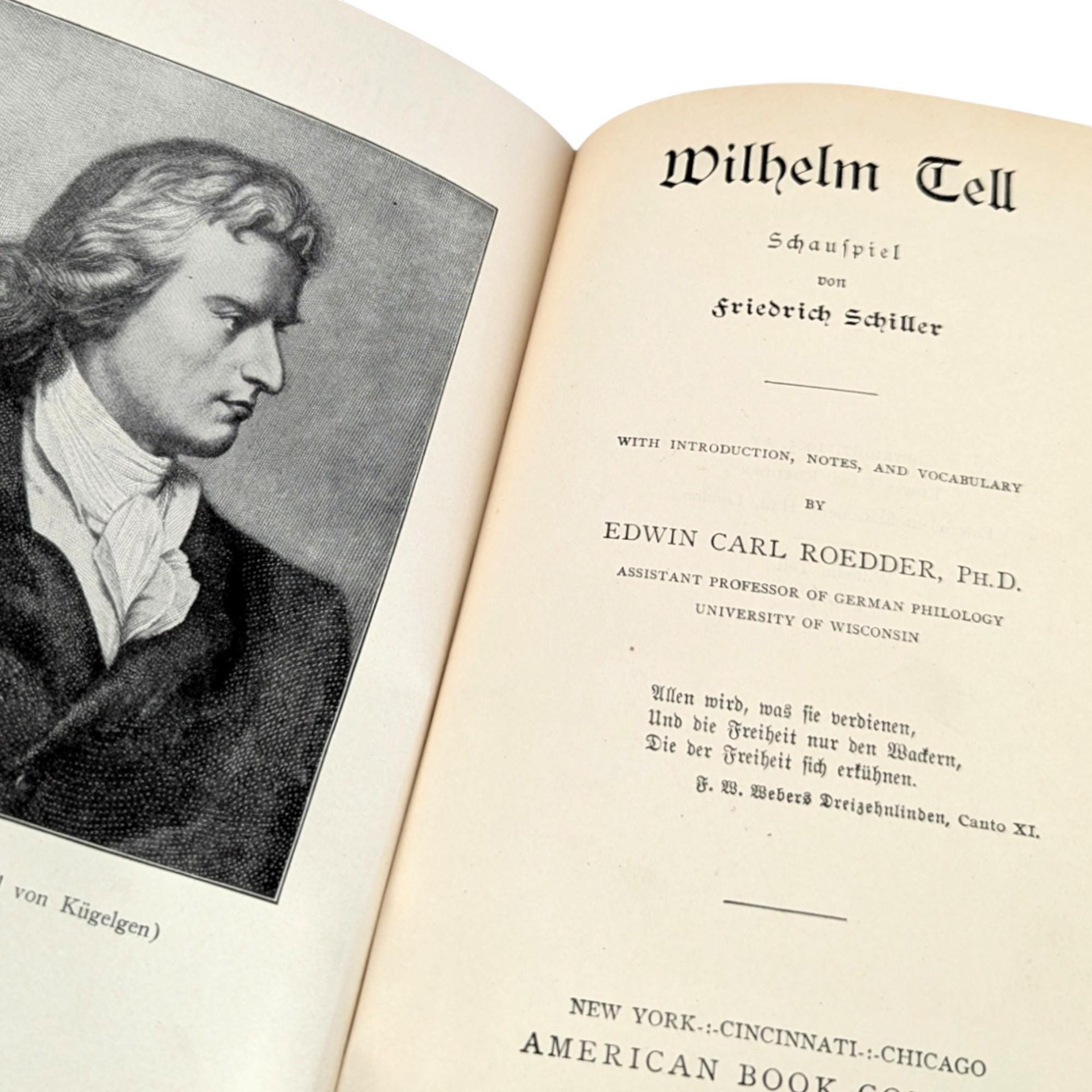 Antique 1905 "Wilhelm Tell": Classic German Literature Play by Friedrich Schiller