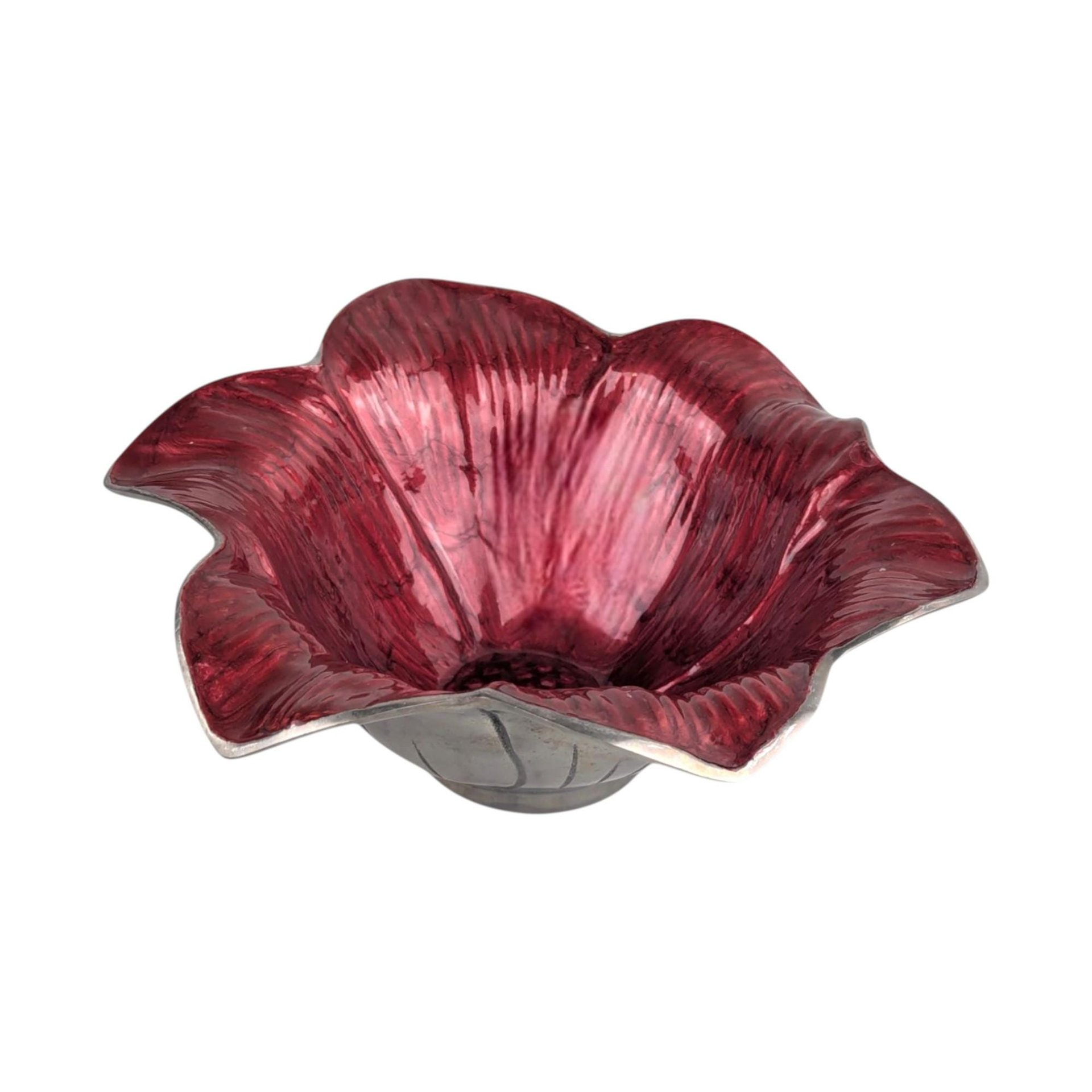 Vintage Julia Knight Flower Bowl: Mother of Pearl Enamel, Signed Art Bowl