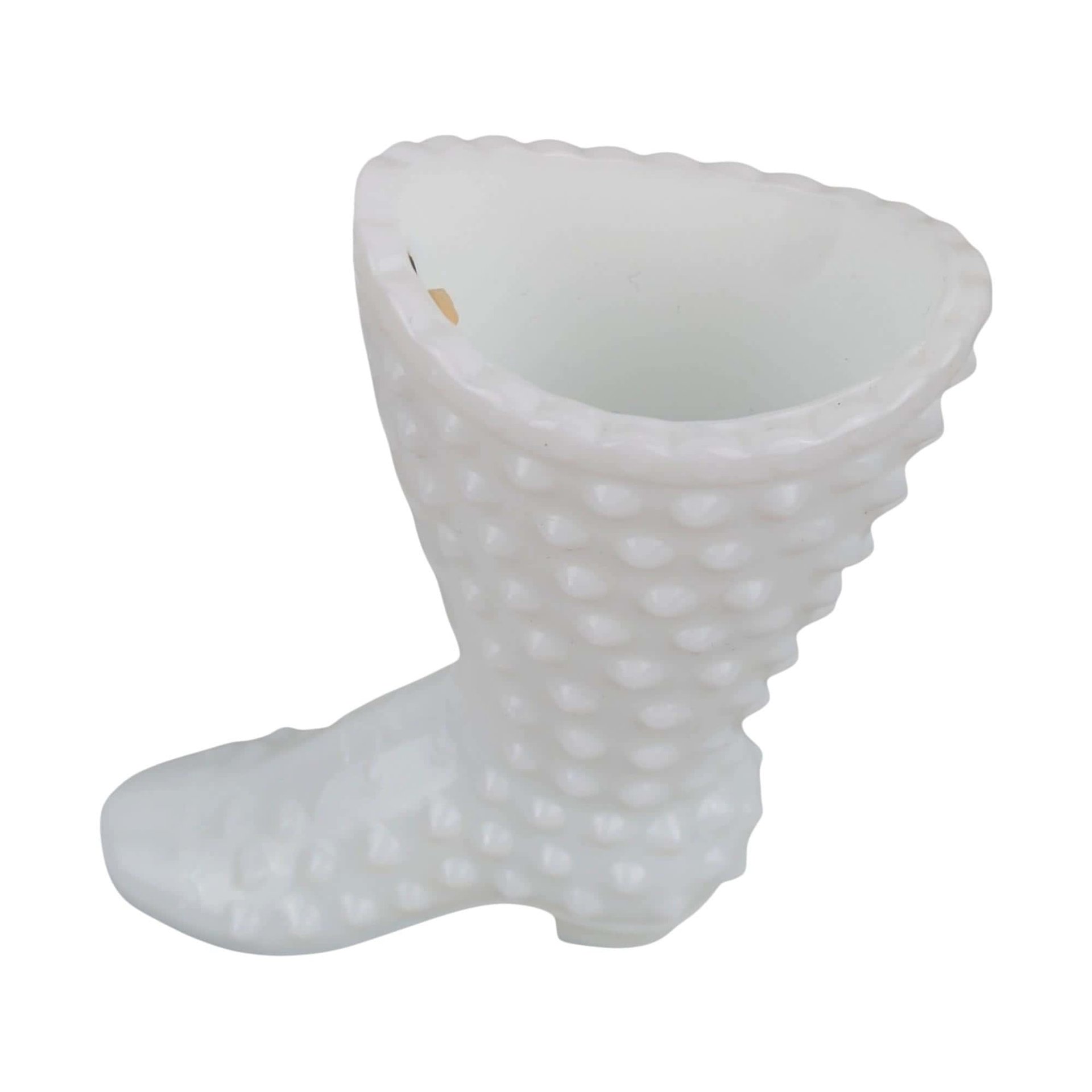 Vintage Fenton Hobnail Milk Glass Boot: Small Planter Trinket Dish