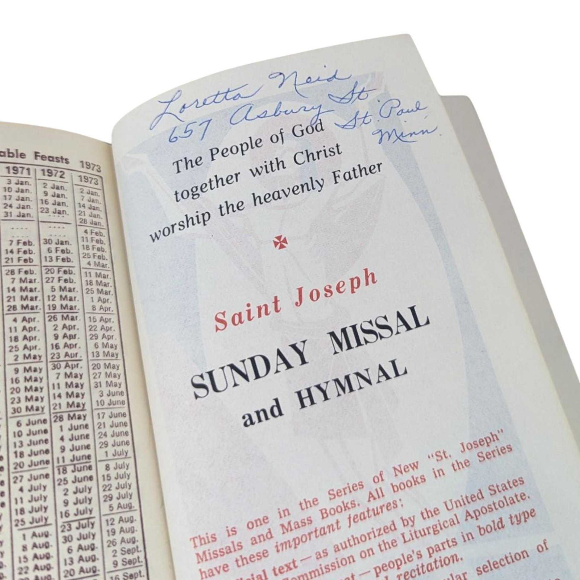 Vintage 1968 Saint Joseph Sunday Missal: Catholic Mass Hymnal, English Liturgy