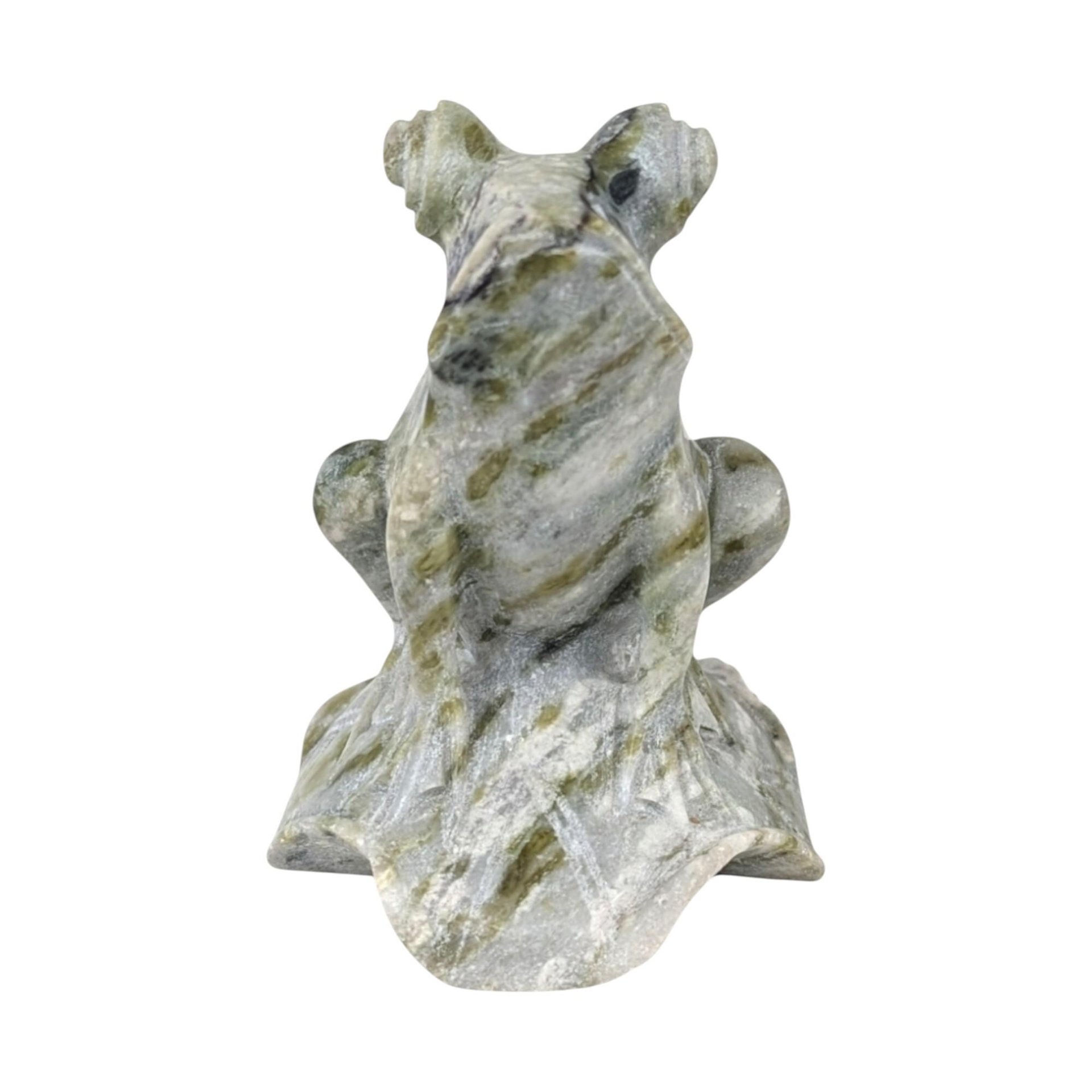 Vintage Hand-Carved Jade Frog Figurine: Chinese Feng Shui Decor