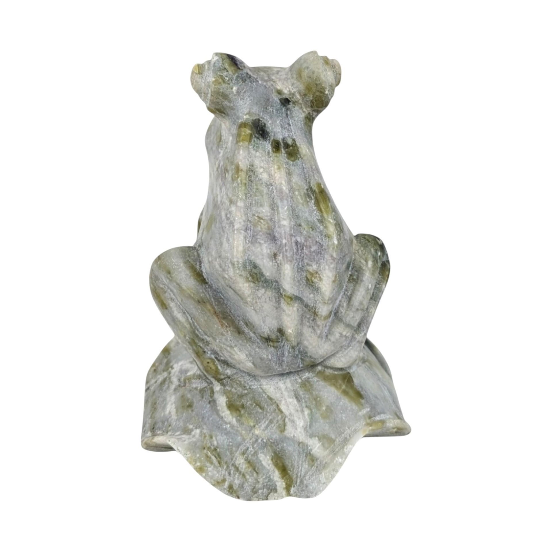 Vintage Hand-Carved Jade Frog Figurine: Chinese Feng Shui Decor