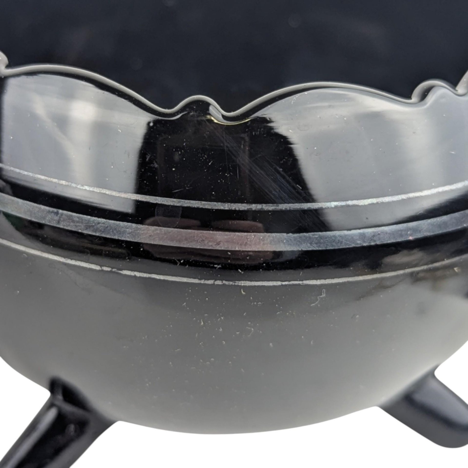 Vintage Black Glass Bowl Set: LE Smith Plate & Hand-Painted Floral Bowl