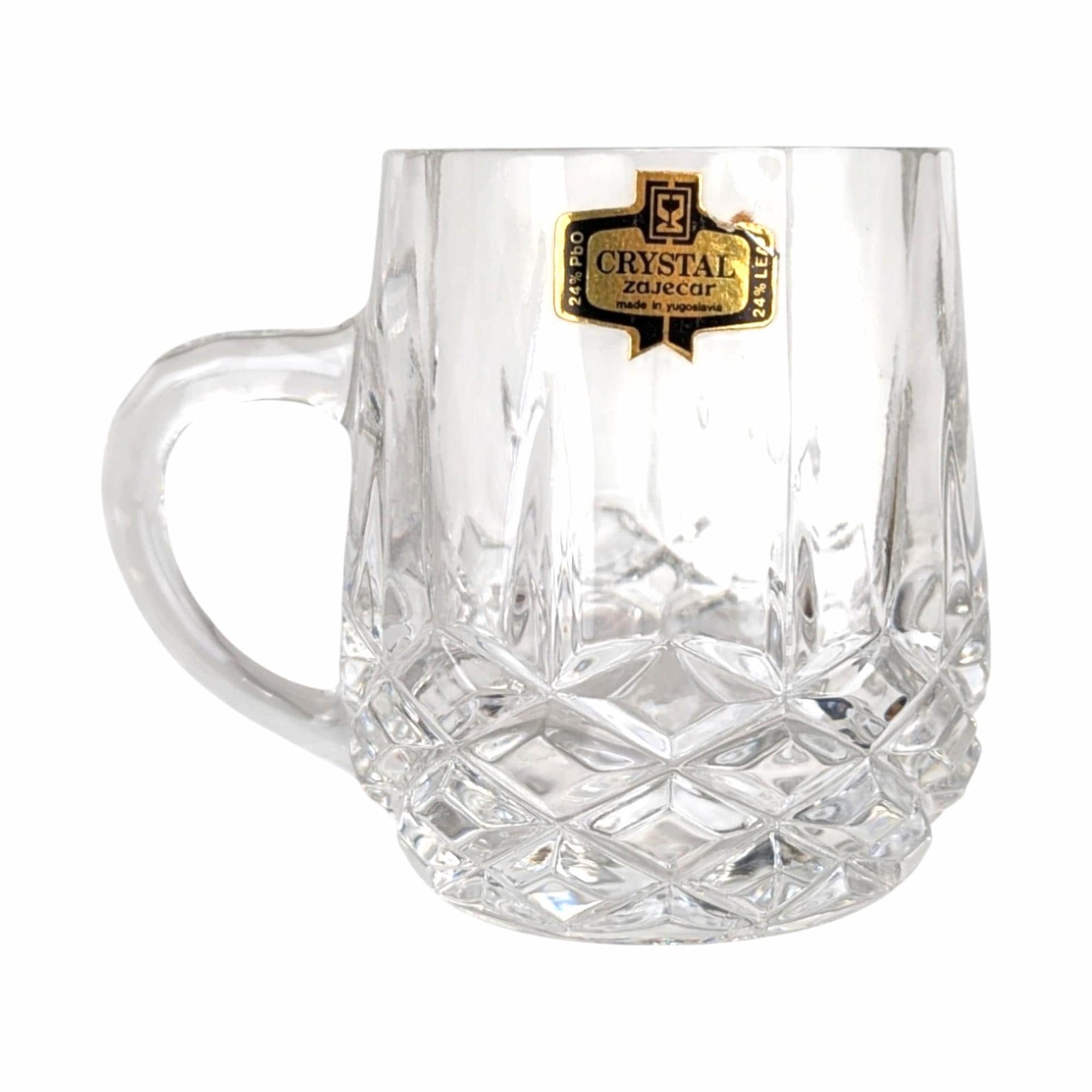 Vintage Blarney Crystal Mugs Set of 8:  Diamond Cut Kitchenware