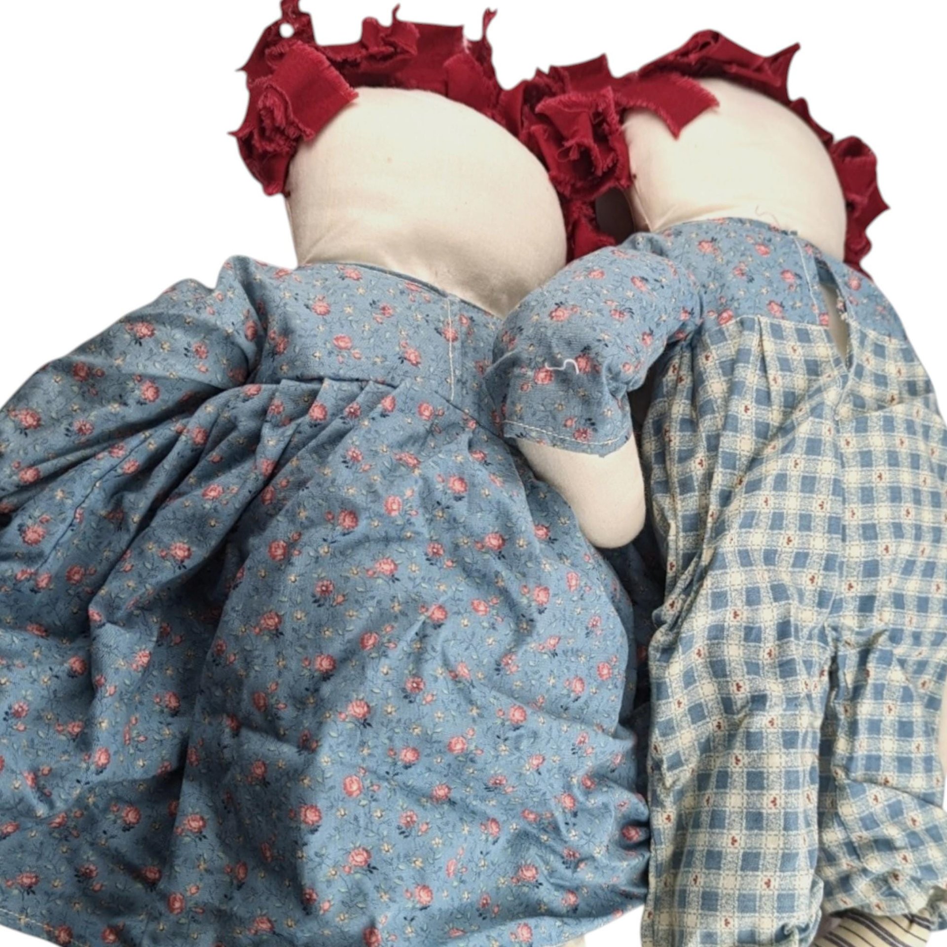 Vintage Raggedy Ann and Andy Dolls, Handmade Rag Dolls, 15 Inch Raggedy Ann, 15 Inch Raggedy Andy, Collectible Dolls, Gift for Collector