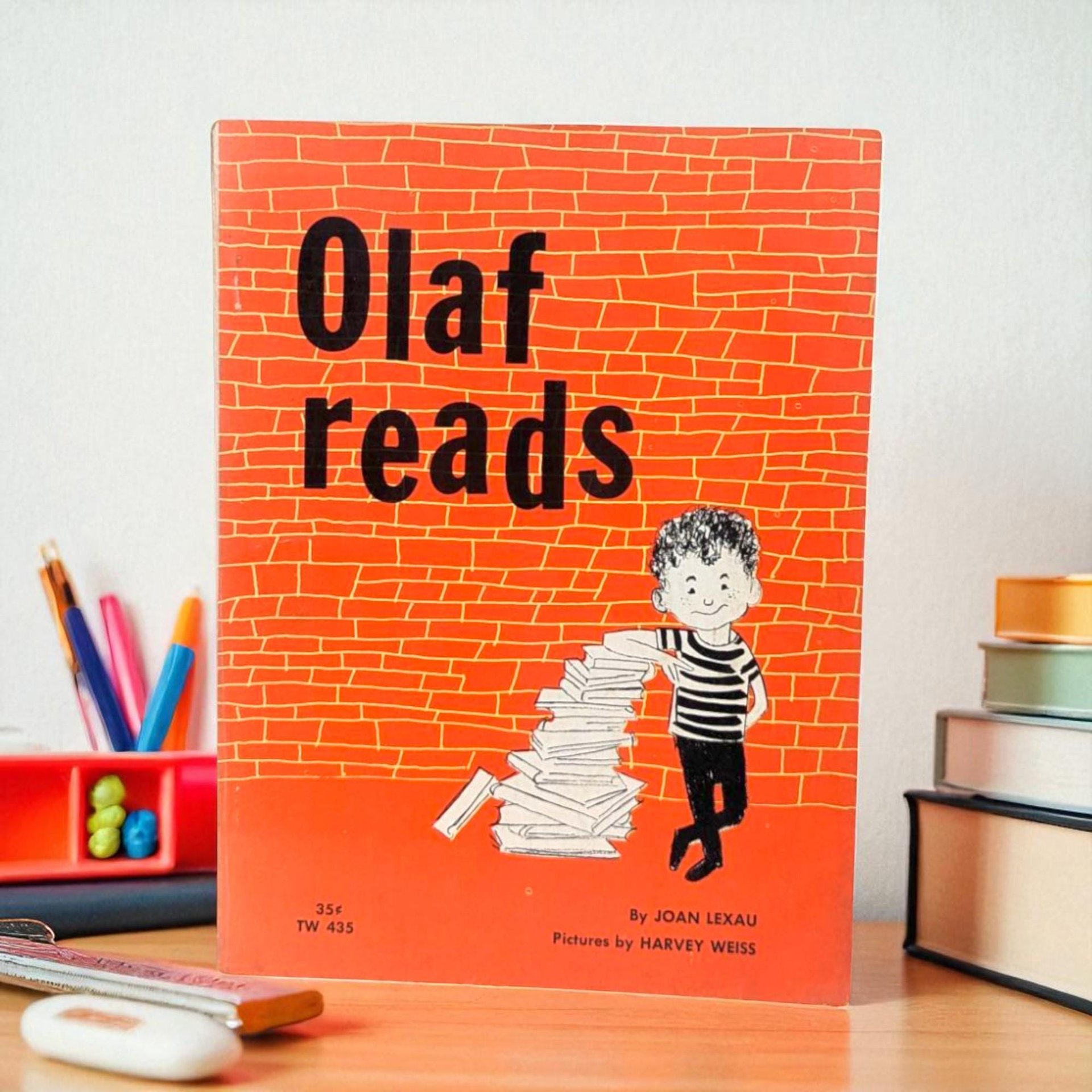 Vintage 1961 Olaf Reads Book: Joan Lexau Illustrated Softcover for Early Readers