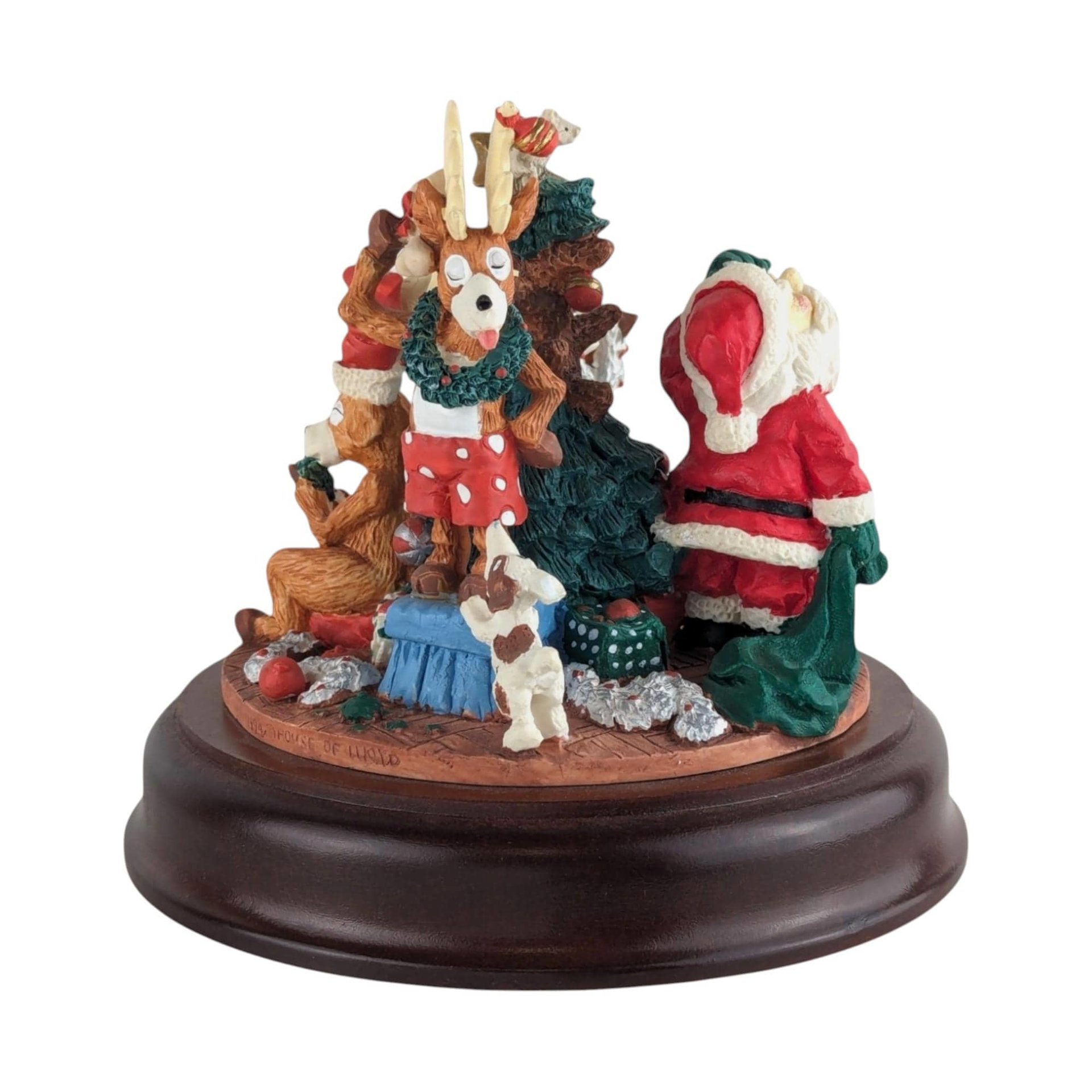 Vintage House of Lloyd Christmas Music Box: Wreck the Halls Santa Figurine