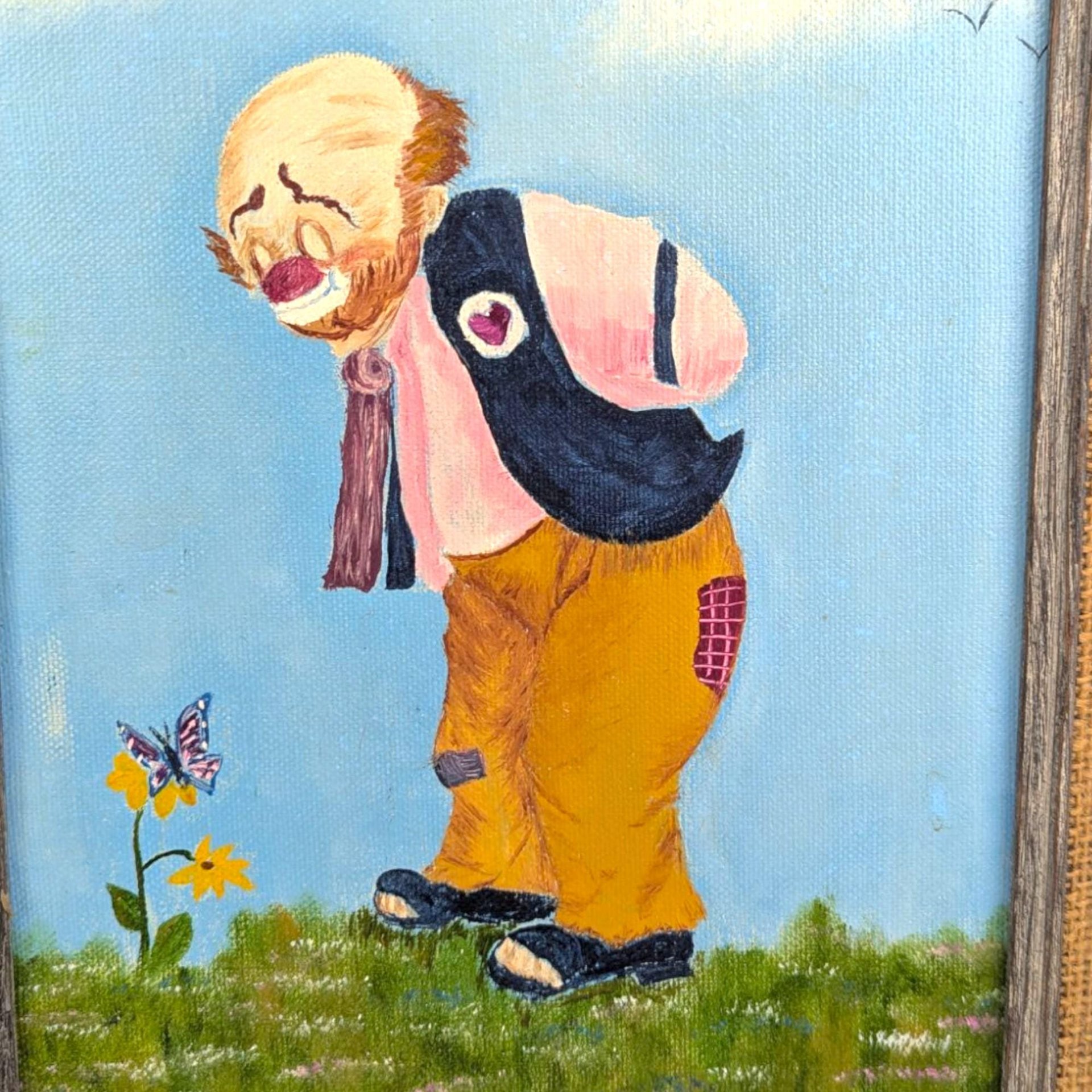 Vintage Clown Painting Set: Art, Whimsical Circus Wall Decor 16.25" x 14"