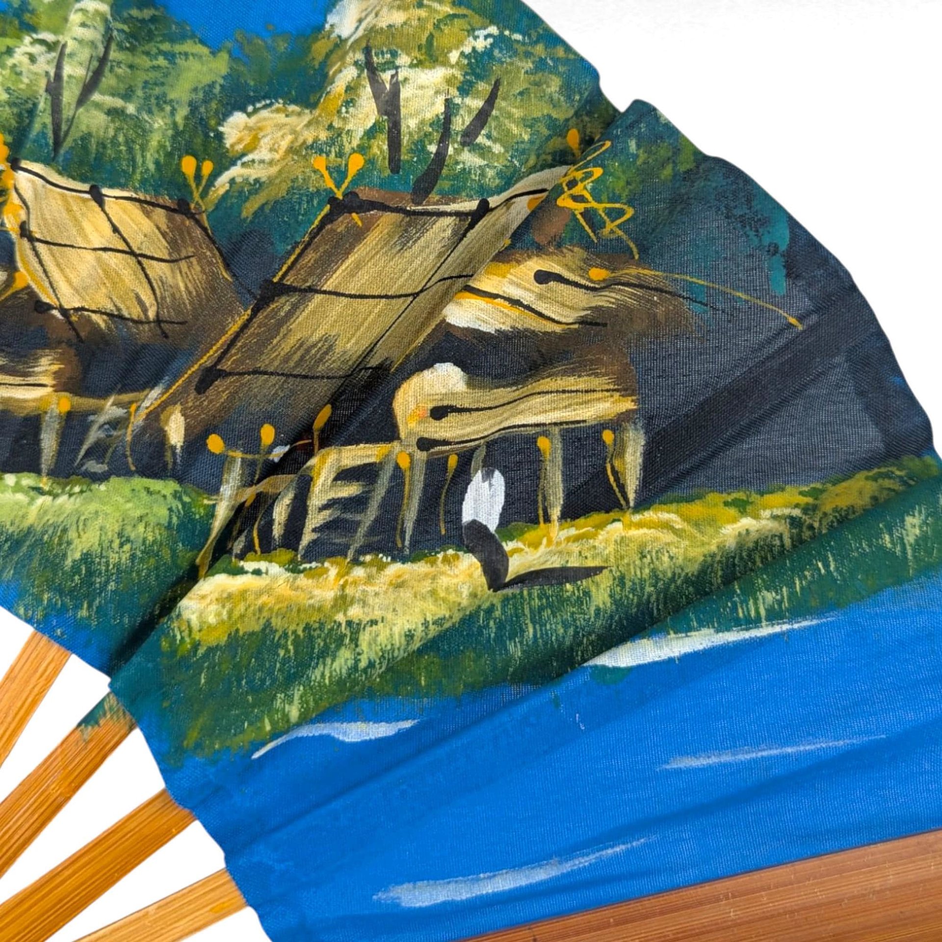Vintage Asian Inspired Decorative Fans: Cloth, Wood & Plastic Wall Decor