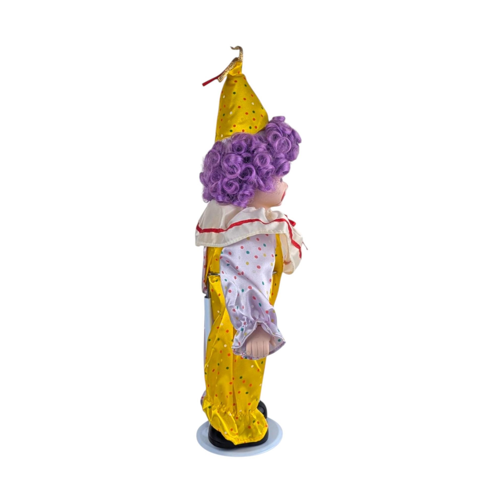 Vintage Soft Expressions Porcelain Clown Doll: Purple Hair, Collectible