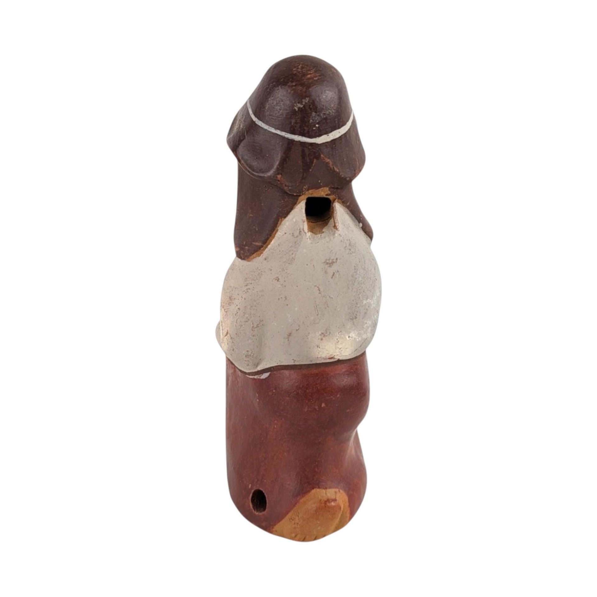 Vintage Clay Man Whistle: Handmade Folk Art Figure