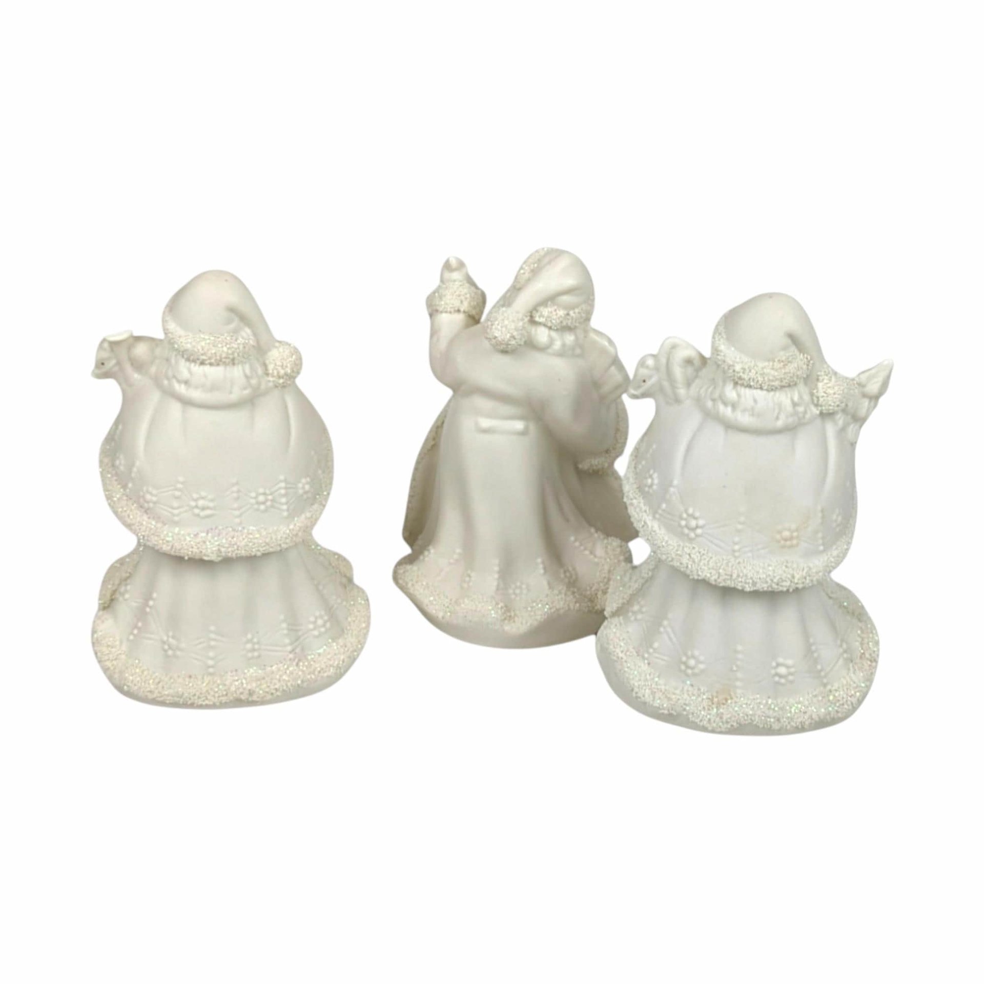 Vintage Bisque Santa Figurines - K's Collection Christmas Decor, Set of 3