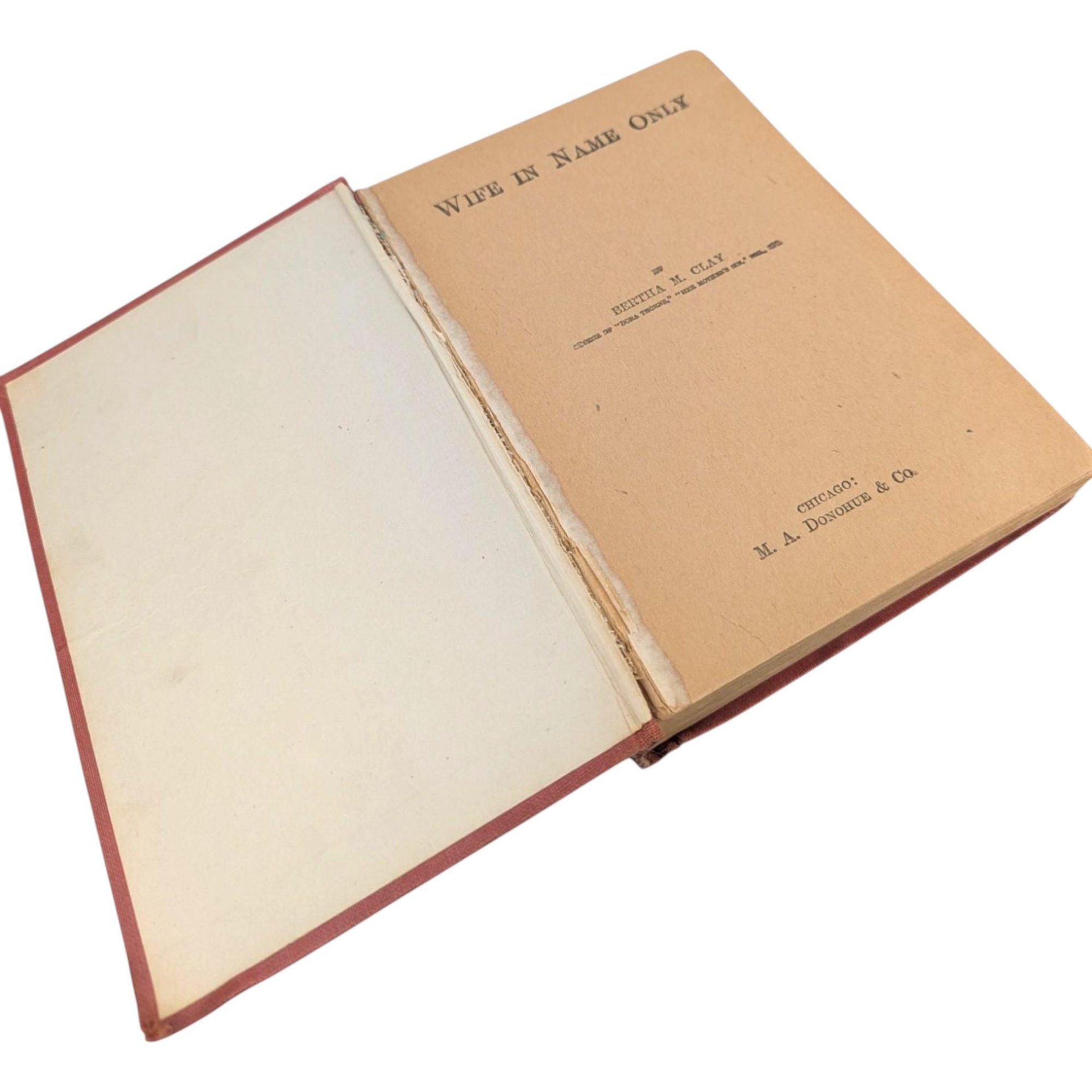 Antique 19th Century Novel: Wife in Name Only by Bertha M. Clay