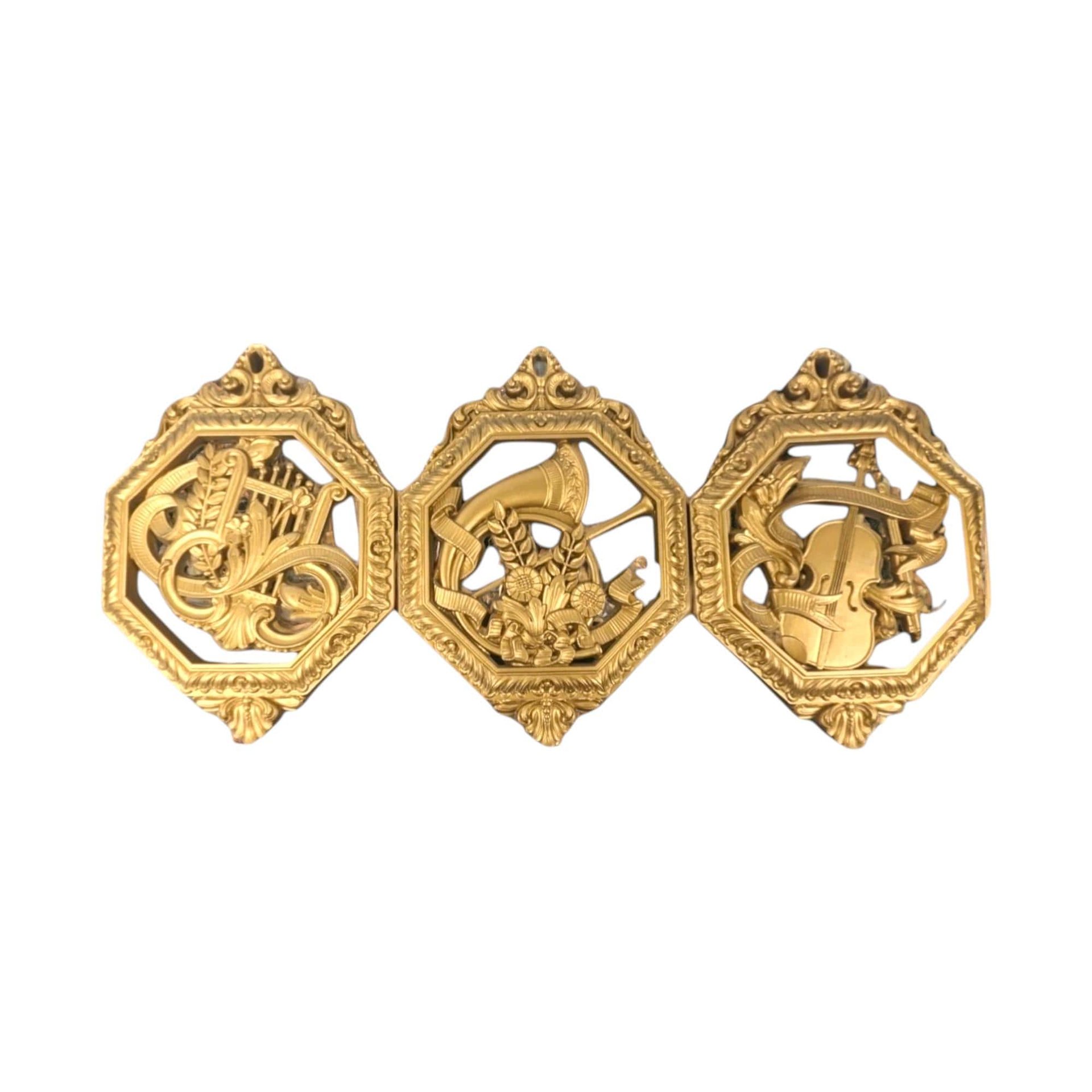 Vintage Homco Musical Instrument Wall Plaques: 1970s Gold Decor, Set of 3