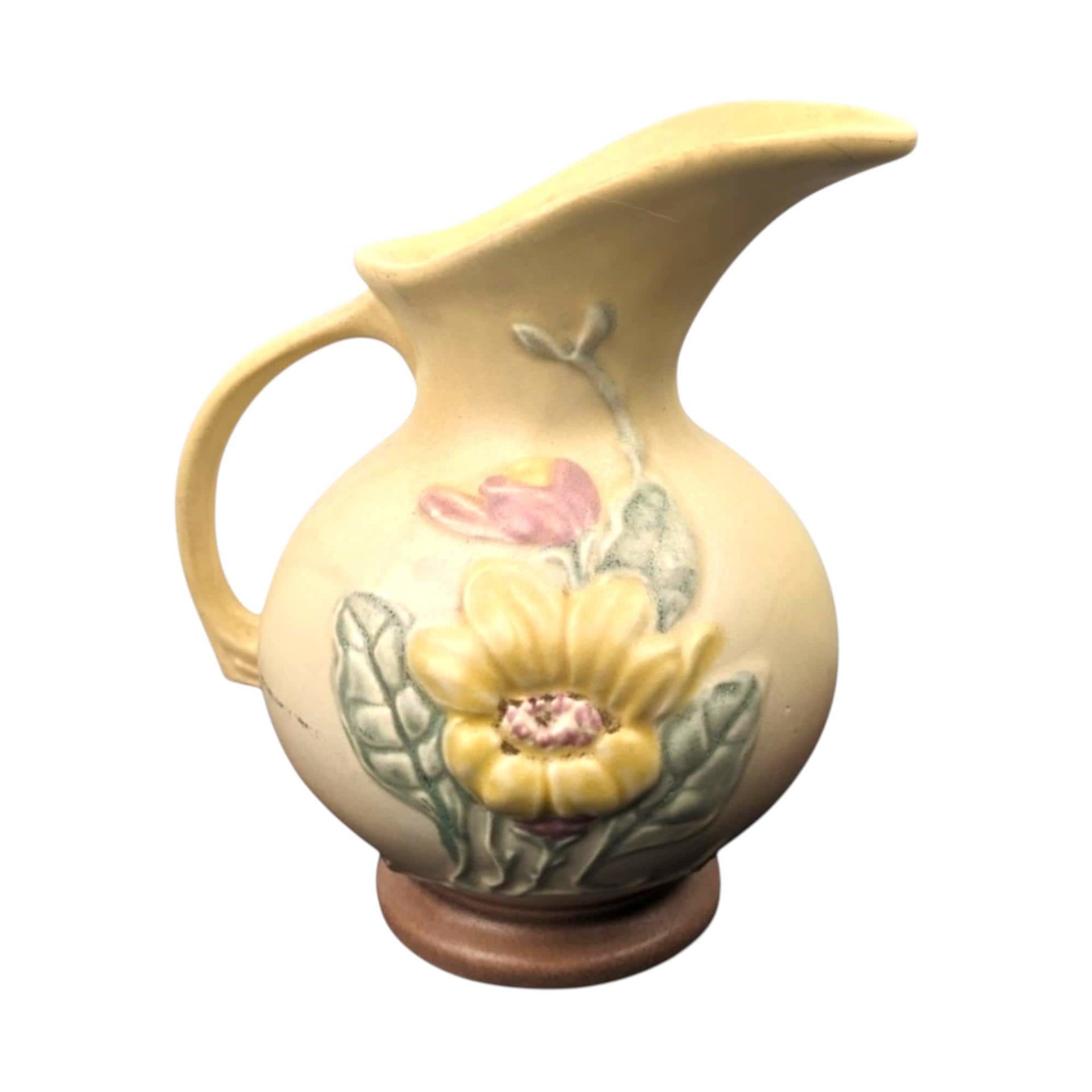 Vintage Hull Pottery Magnolia Pitcher: Art Deco Floral Vase