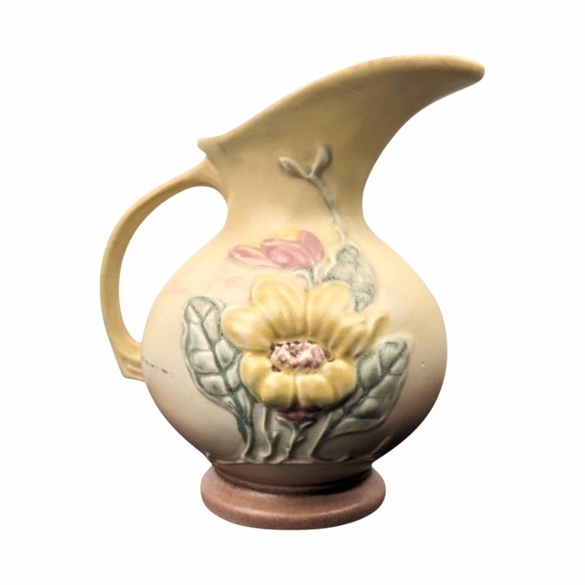 Vintage Hull Pottery Magnolia Pitcher: Art Deco Floral Vase
