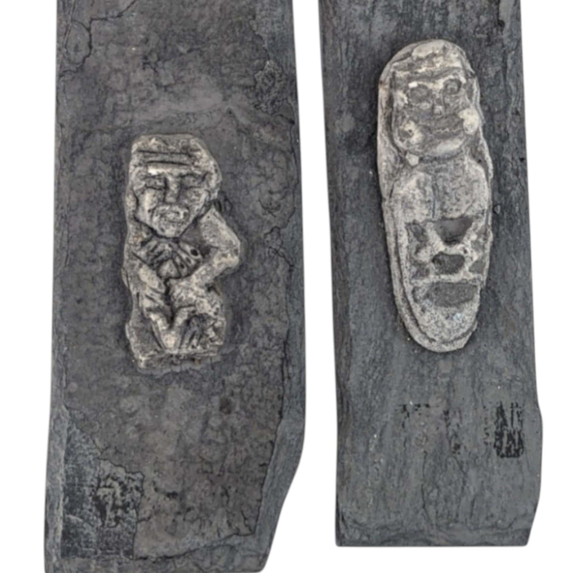 Celtic Monastic Stone Wall Plaque Pair: Pagan Fertility Symbol, 8"