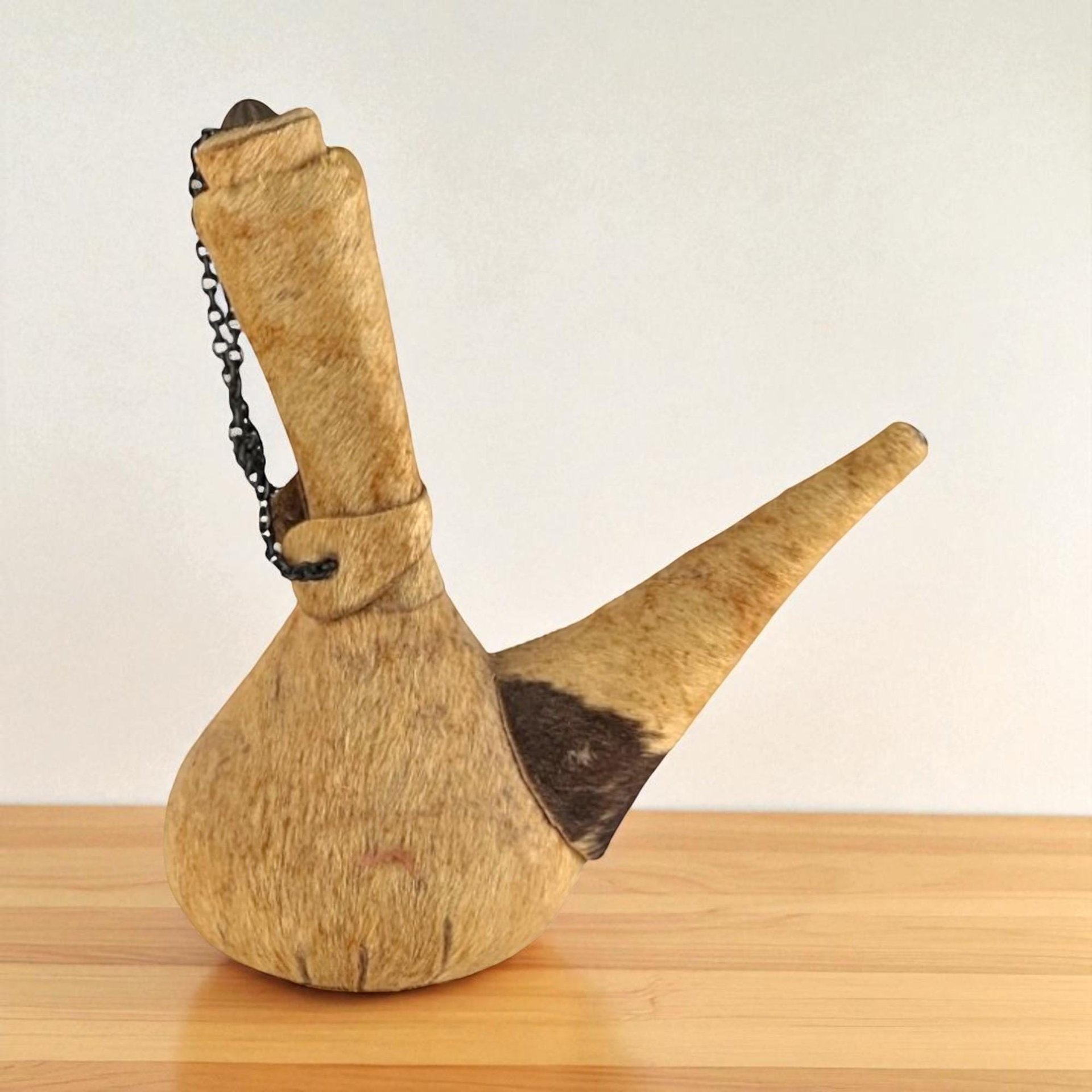 Vintage Spanish Leather Wine Bota Bag: Animal Hide Decanter