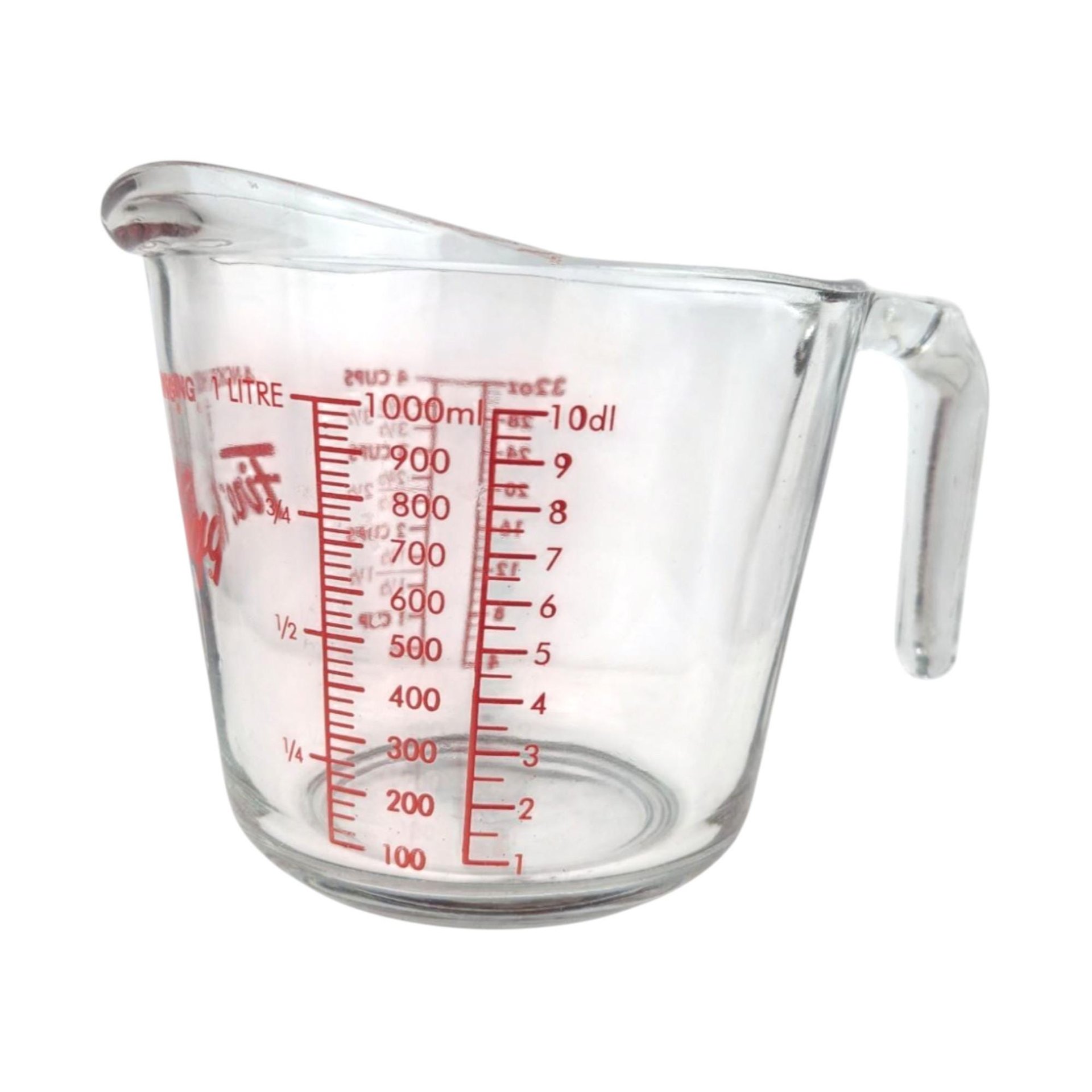 Vintage Anchor Hocking Glass Measuring Cup: 32oz, Red Markings