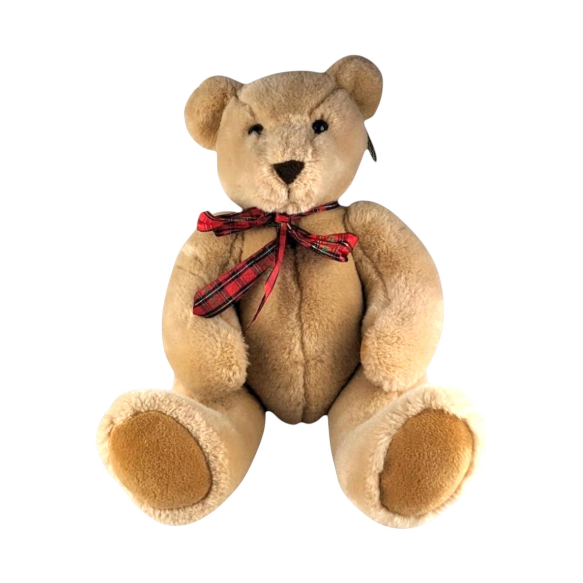 Vintage Polar Puff Jointed Teddy Bear: 18" Tan Plush Stuffed Animal
