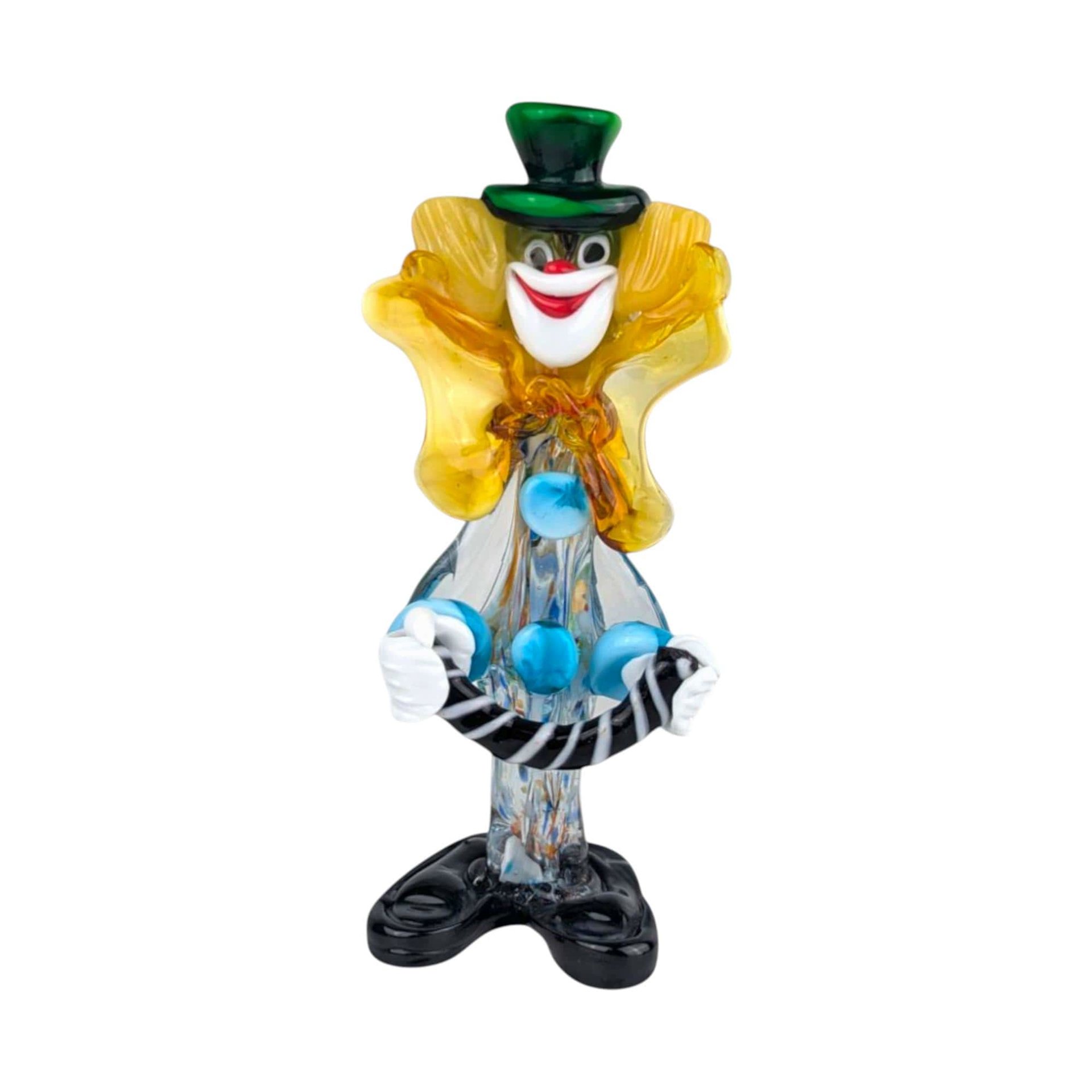 Vintage Art Glass Clown Figurine: Handmade Statue, Circus Decor