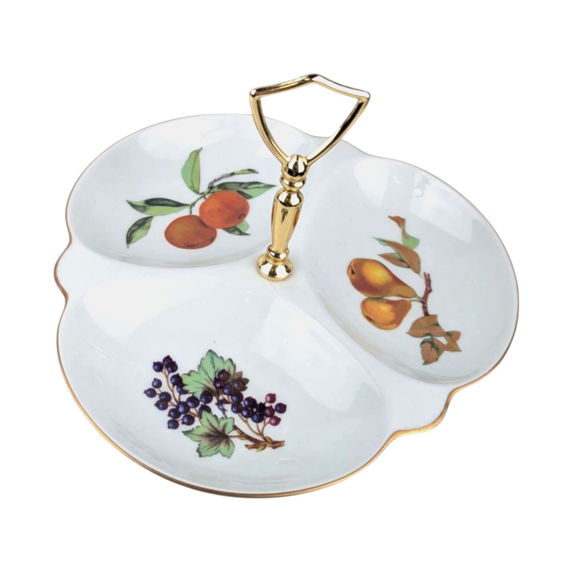 Vintage Royal Worcester Evesham Relish Dish: 1961 Fine Bone China, Gold Trim