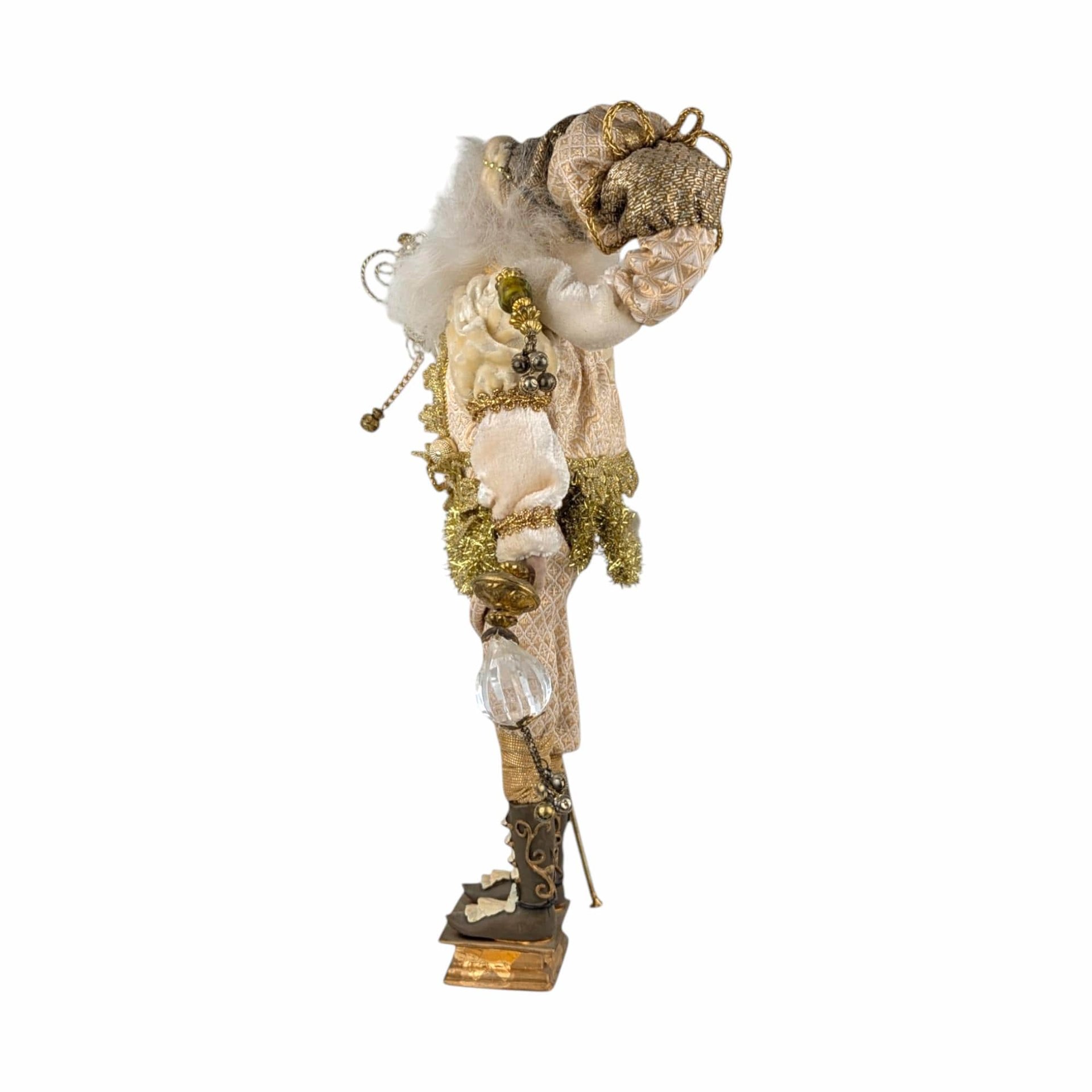 Vintage Gold Santa Elf Figure: Whimsical Christmas Decor