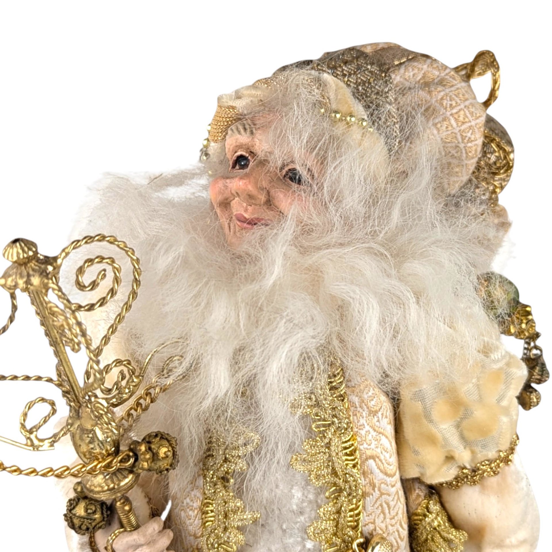 Vintage Gold Santa Elf Figure: Whimsical Christmas Decor