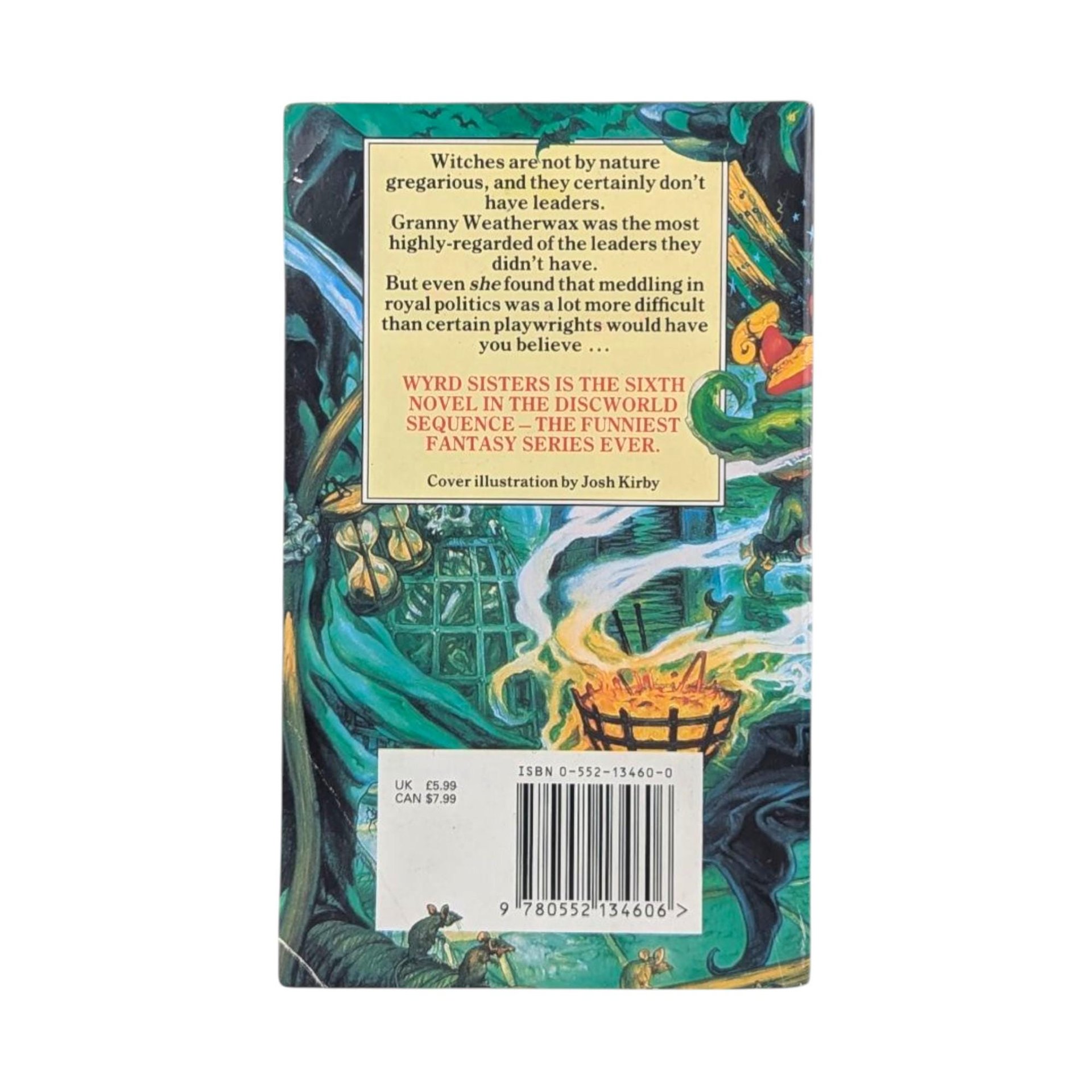 Vintage Wyrd Sisters Paperback, Terry Pratchett Discworld Novel, Josh Kirby Art, Granny Weatherwax Witches Book, 1989 Corgi Edition