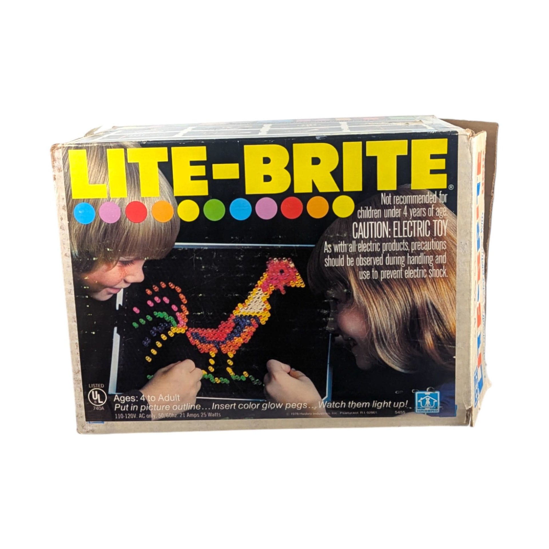 Vintage 1978 Hasbro Lite Brite Toy with Pegs and Sheets, Classic 70s Light Up Drawing Toy, Working Creative Play Gift for Kids and Adults